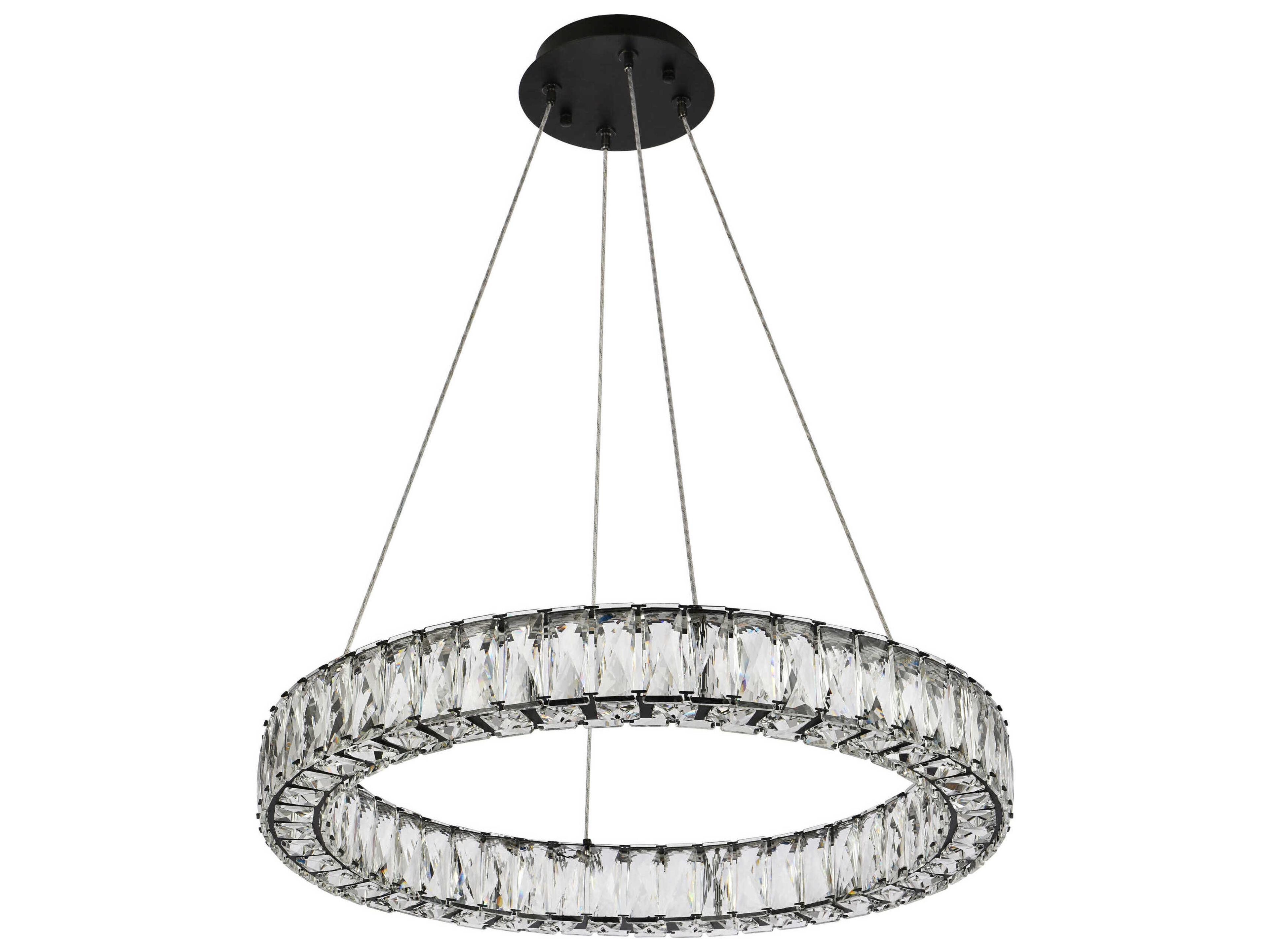 Elegant Lighting Monroe 1-Light Black Crystal LED Drum Pendant