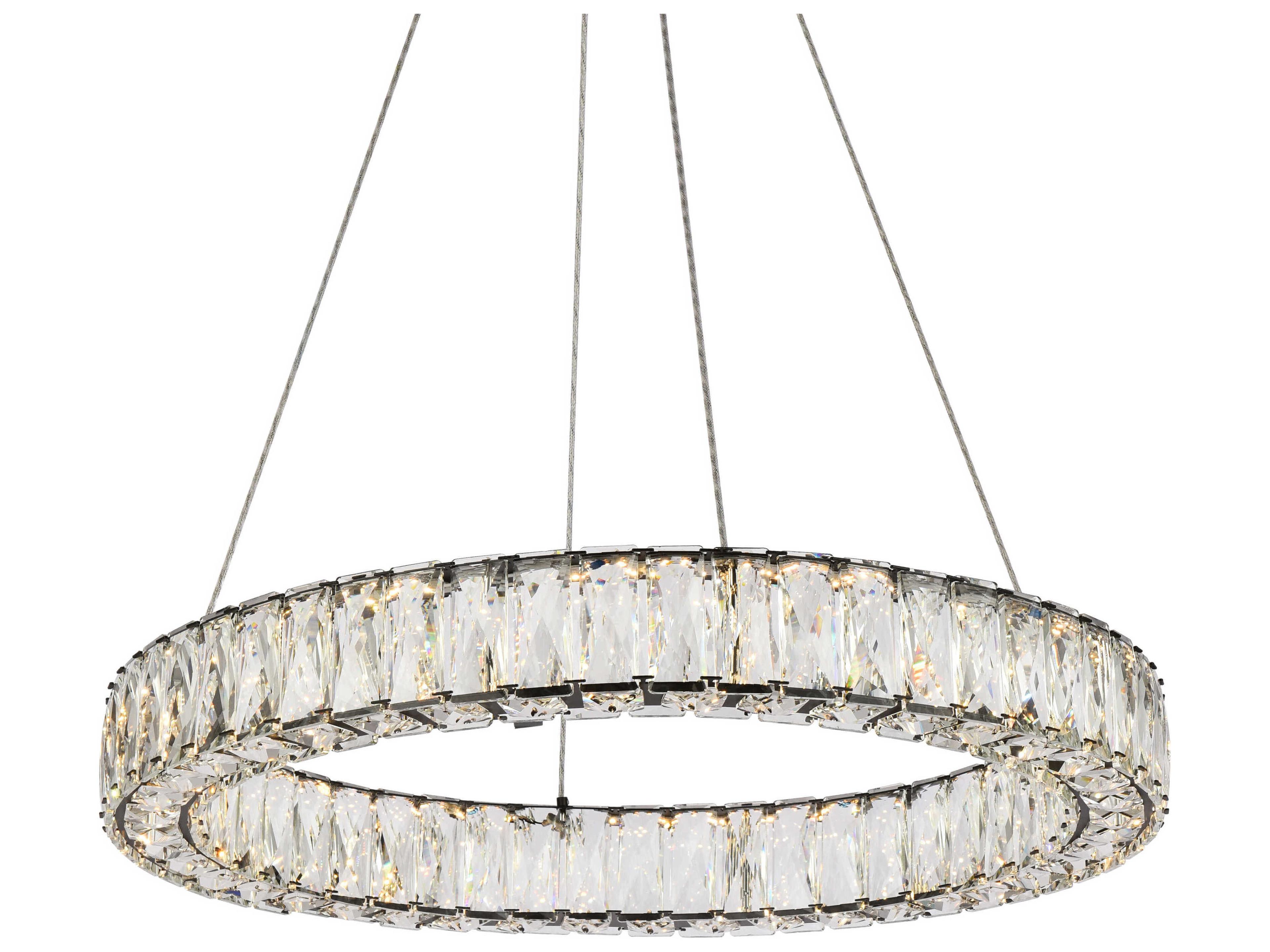 Elegant Lighting Monroe 1-Light Black Crystal LED Drum Pendant