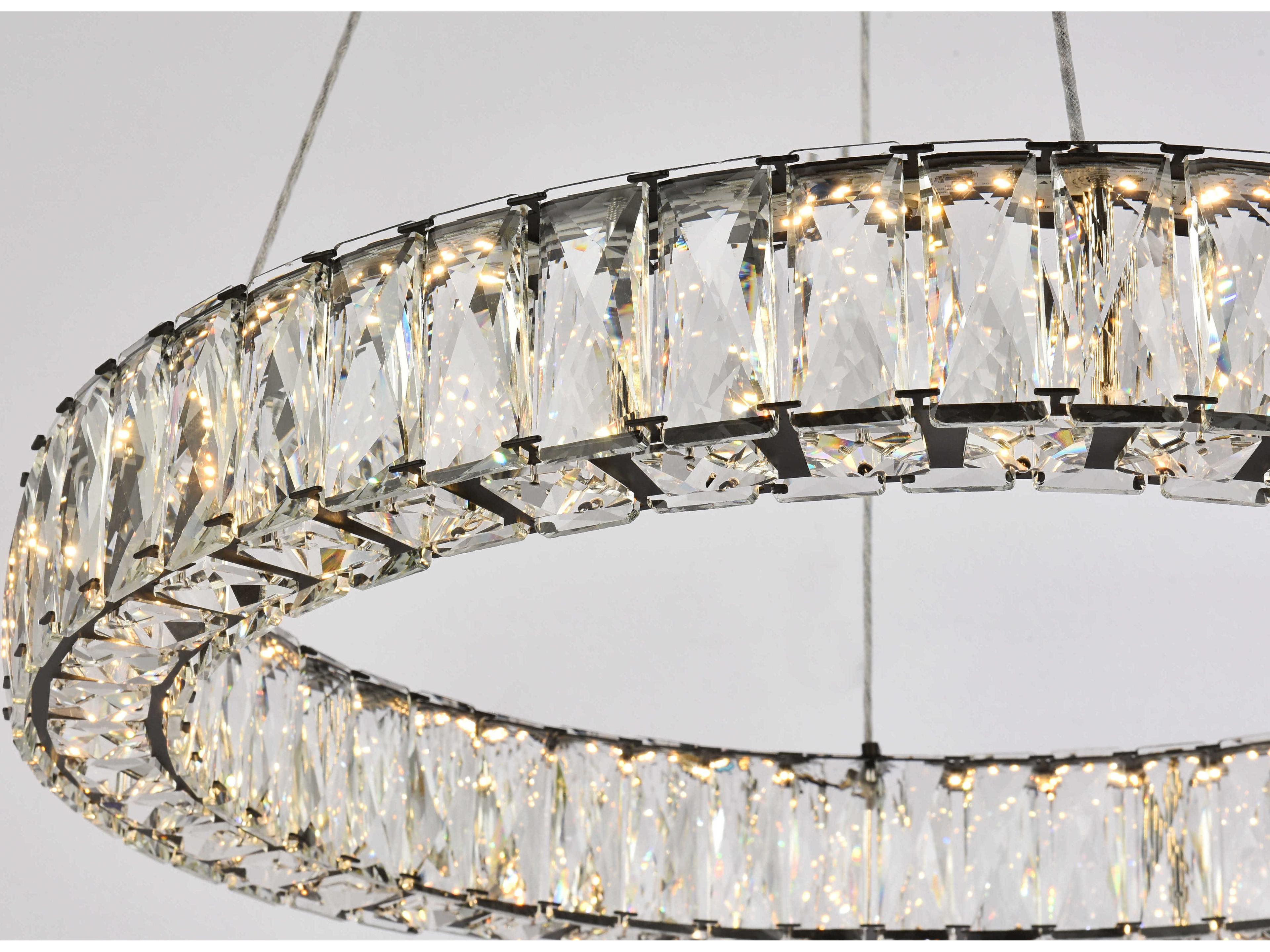 Elegant Lighting Monroe 1-Light Black Crystal LED Drum Pendant