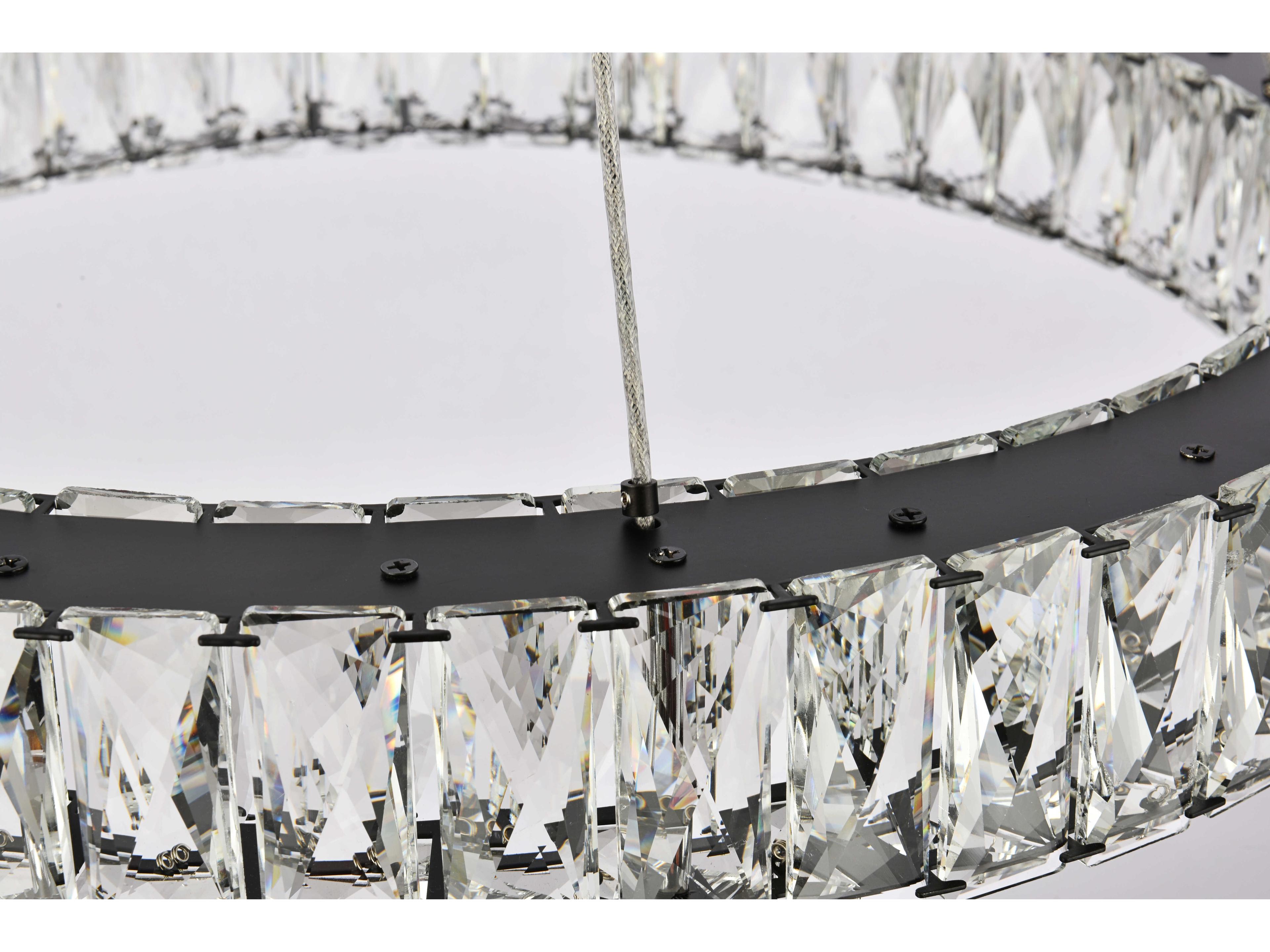 Elegant Lighting Monroe 1-Light Black Crystal LED Drum Pendant