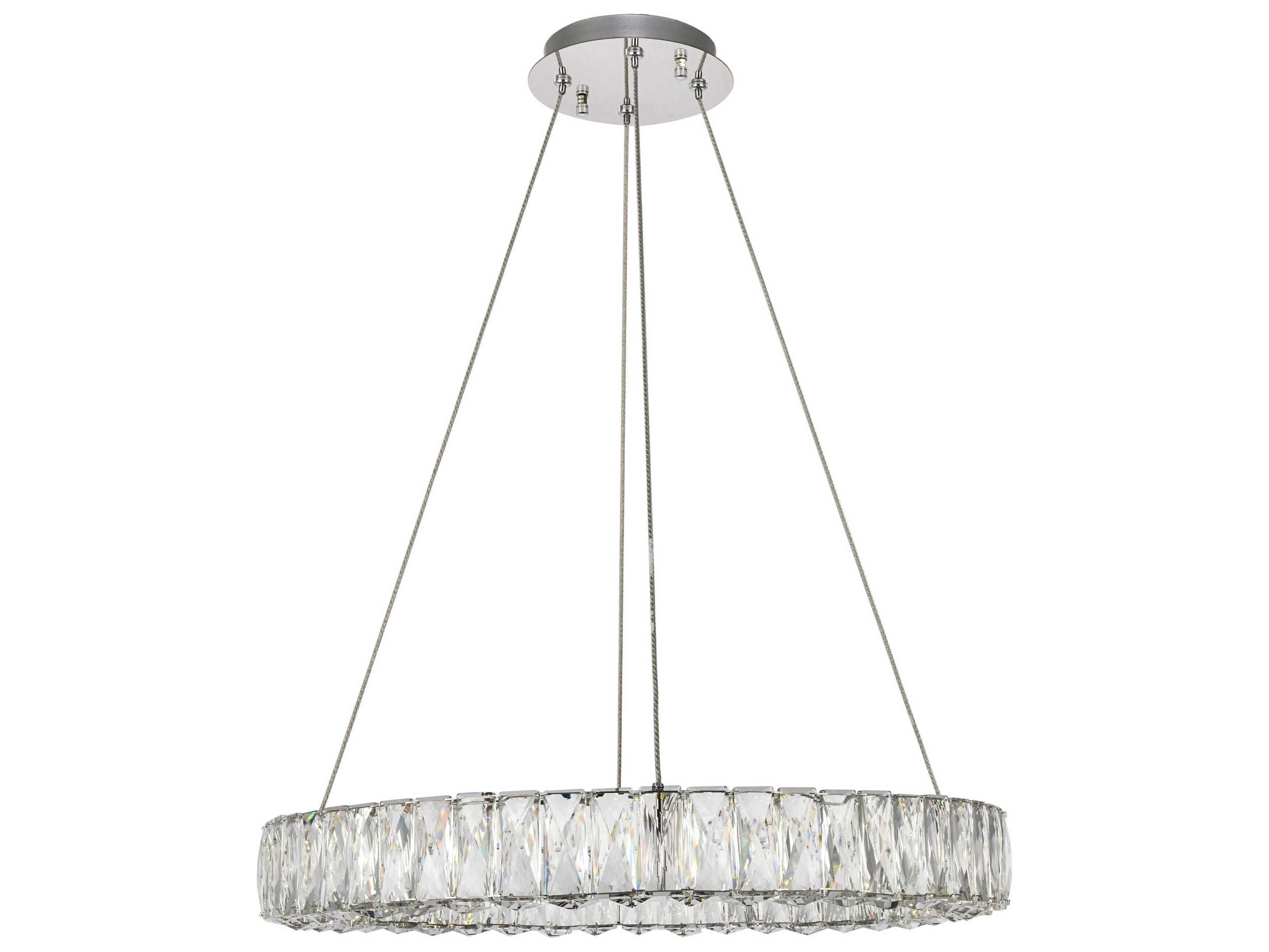 Monroe 1-Light Chrome Clear Crystal LED Drum Pendant