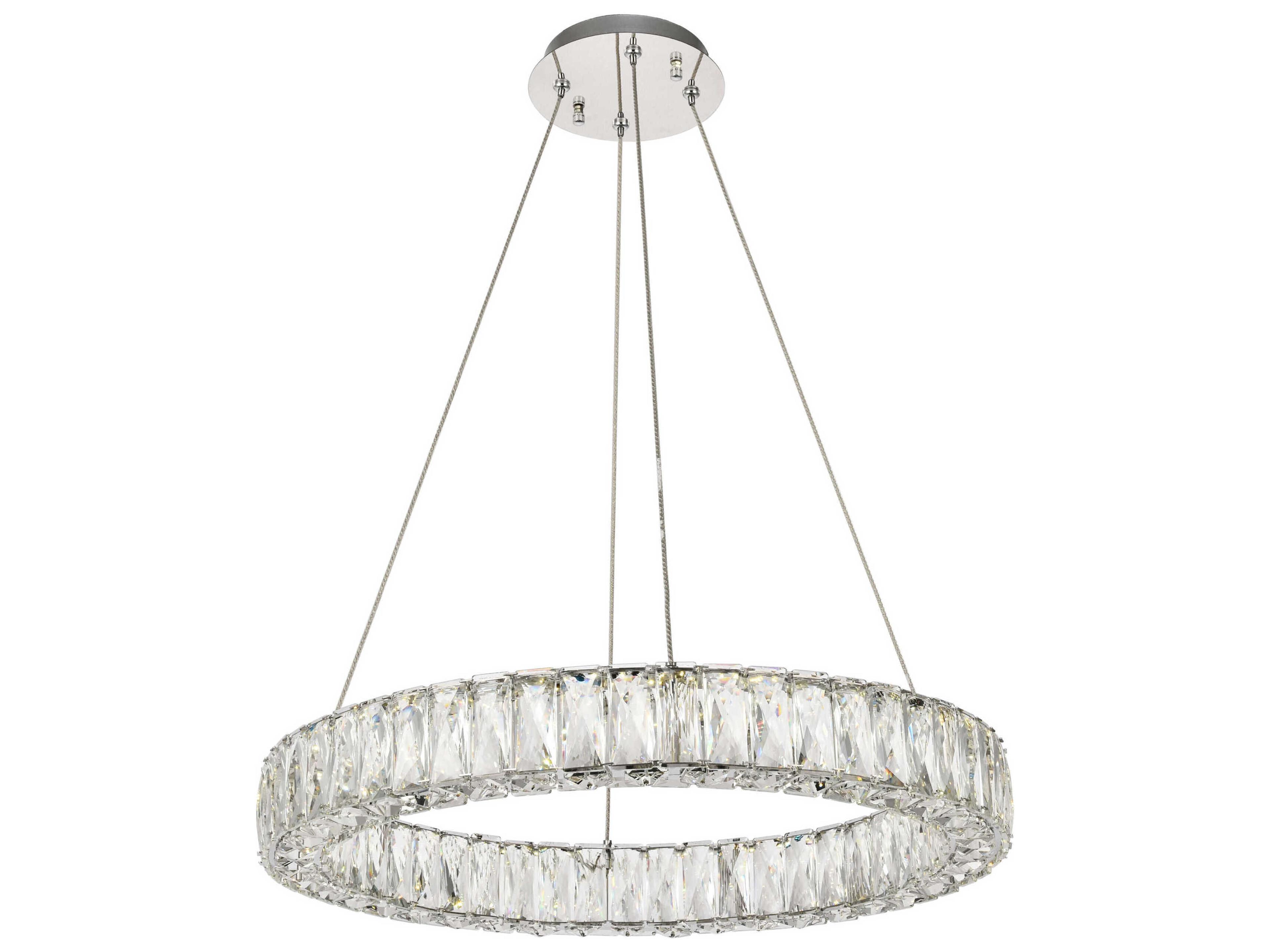 Elegant Lighting Monroe 1-Light Chrome Clear Crystal LED Drum Pendant