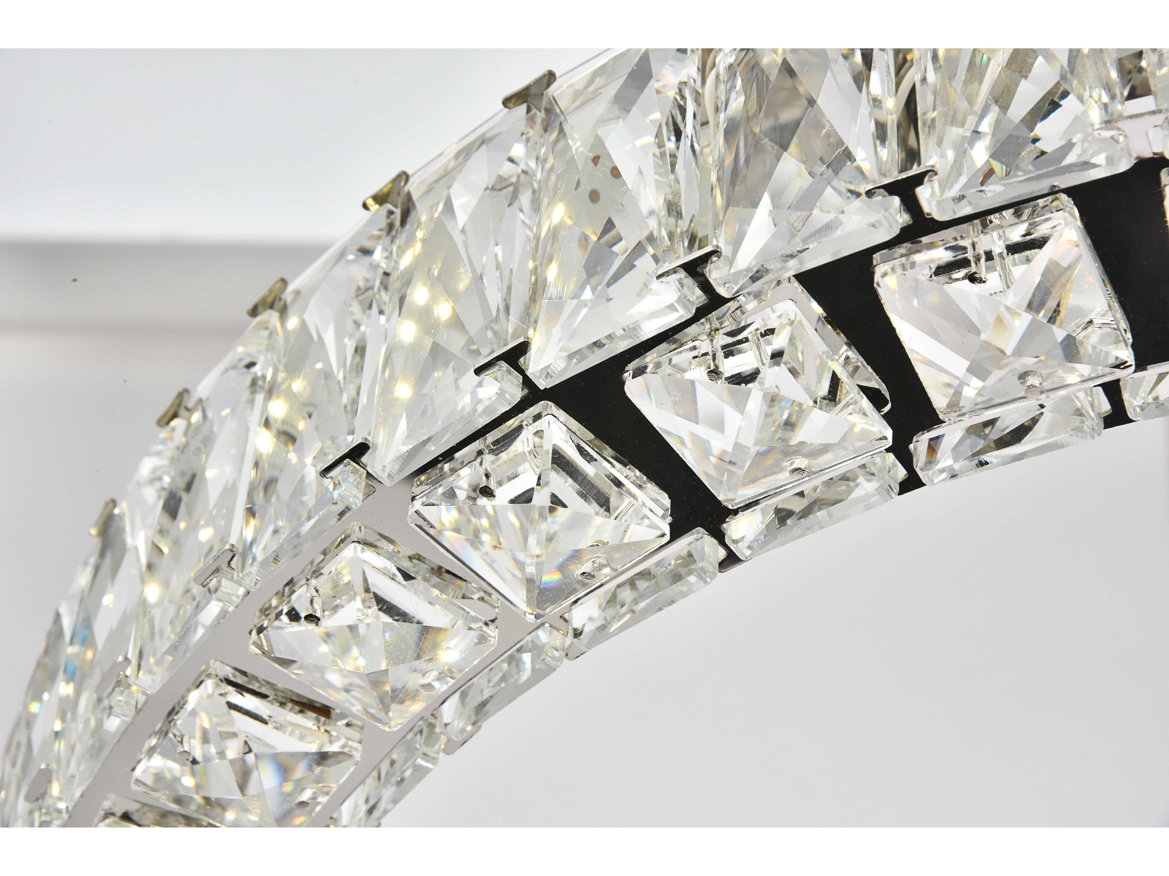 Elegant Lighting Monroe 1-Light Chrome Clear Crystal LED Drum Pendant