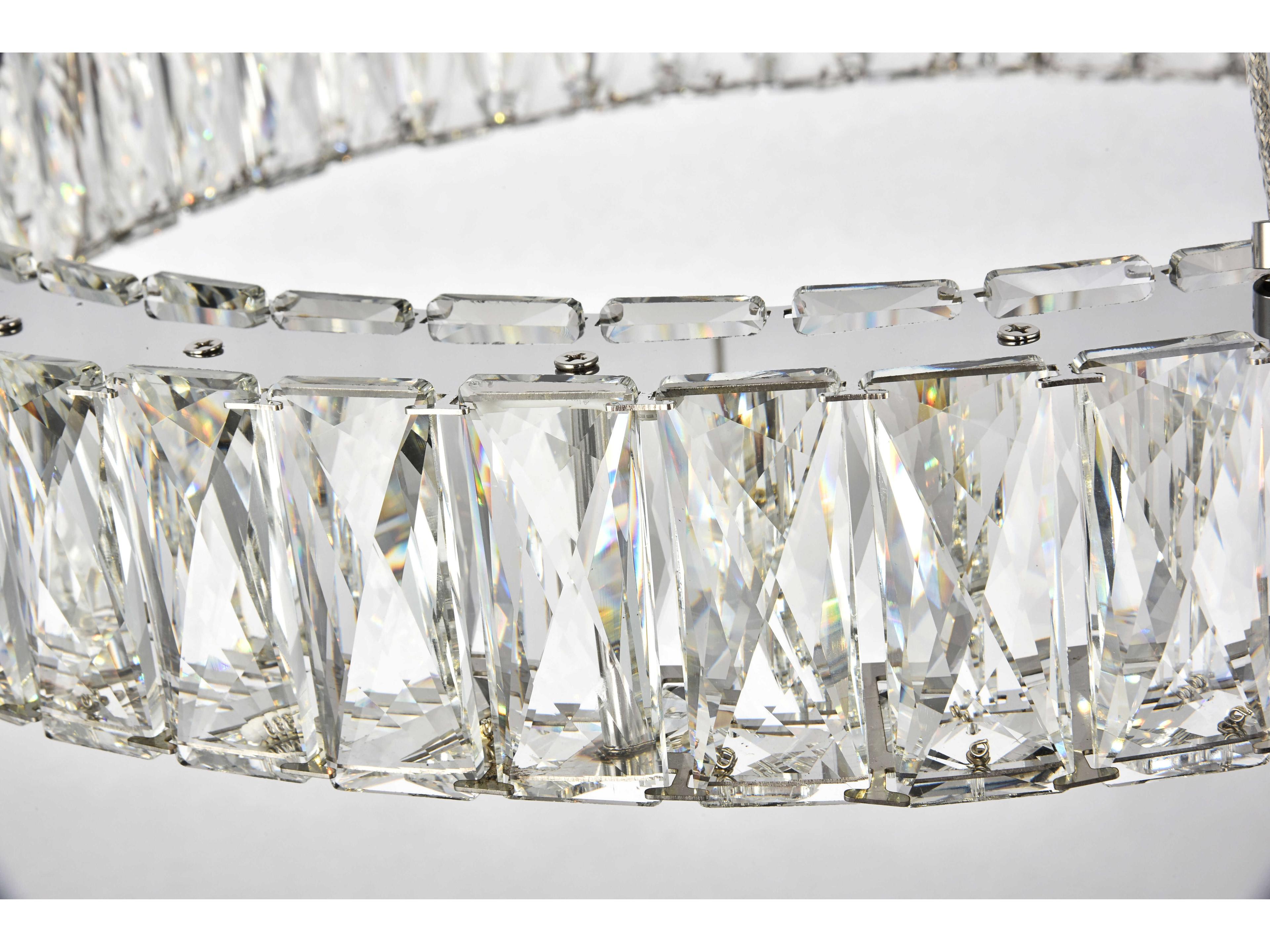 Elegant Lighting Monroe 1-Light Chrome Clear Crystal LED Drum Pendant