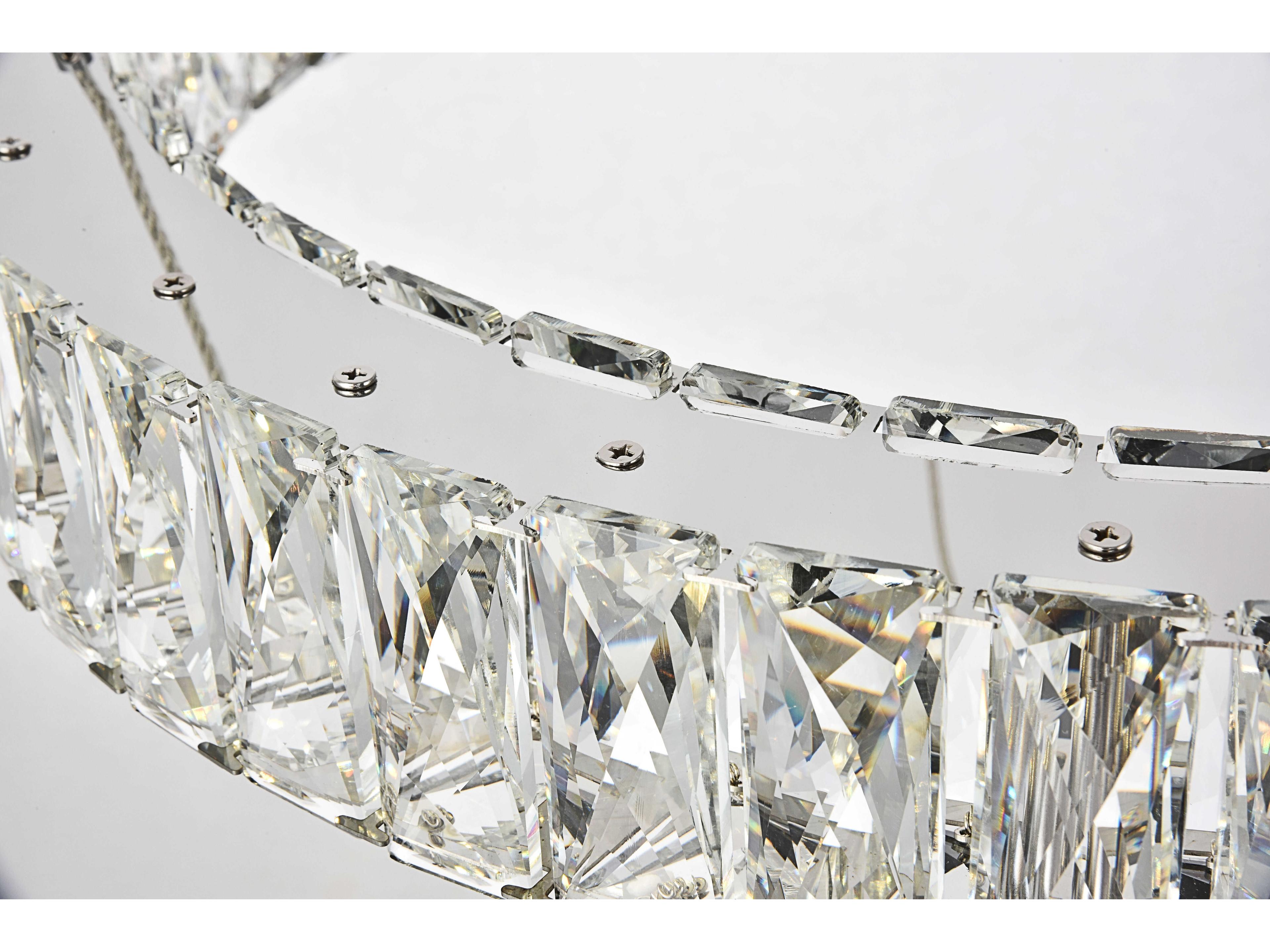 Elegant Lighting Monroe 1-Light Chrome Clear Crystal LED Drum Pendant