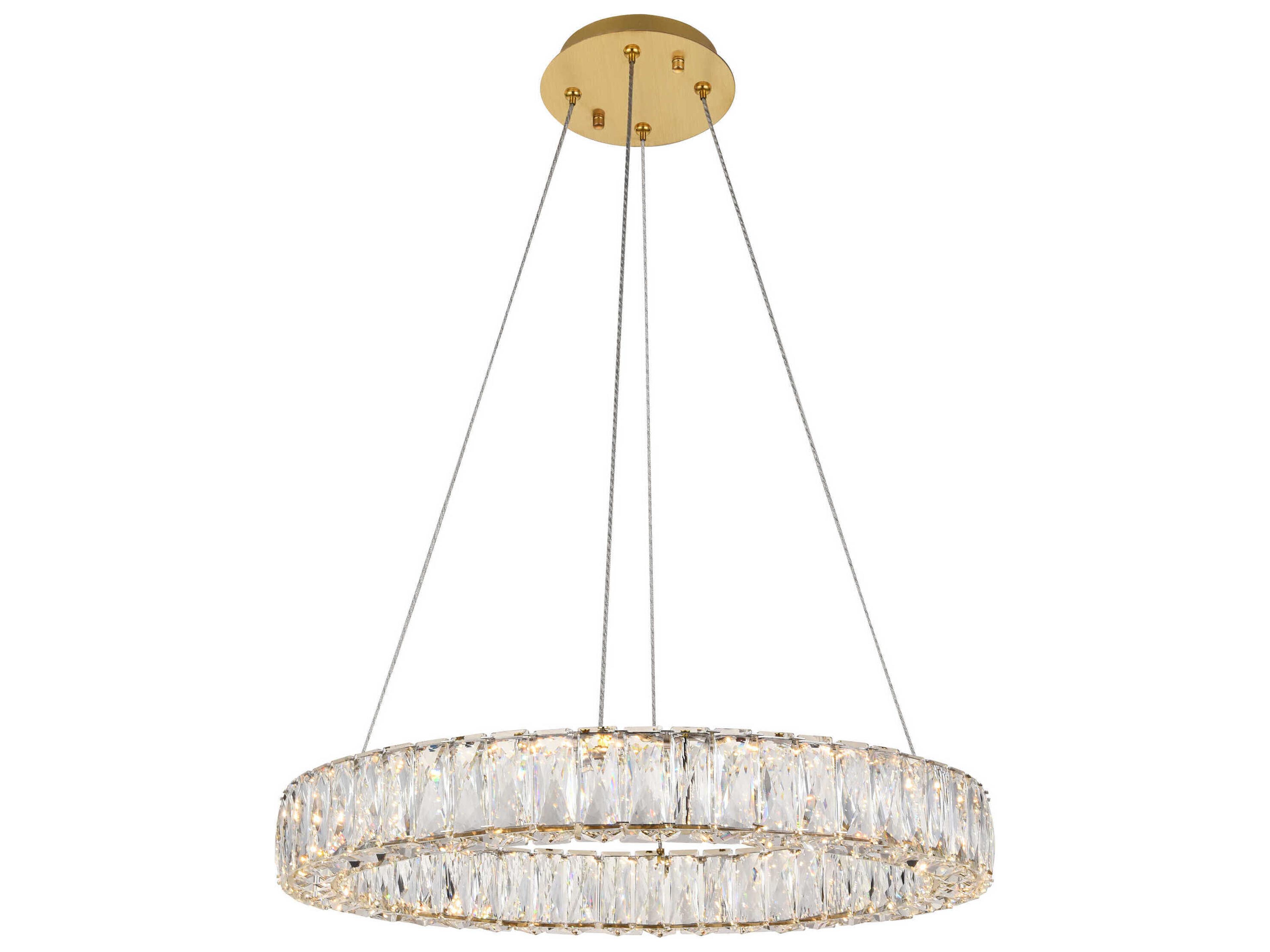 Elegant Lighting Monroe Gold Clear Crystal LED Drum Pendant