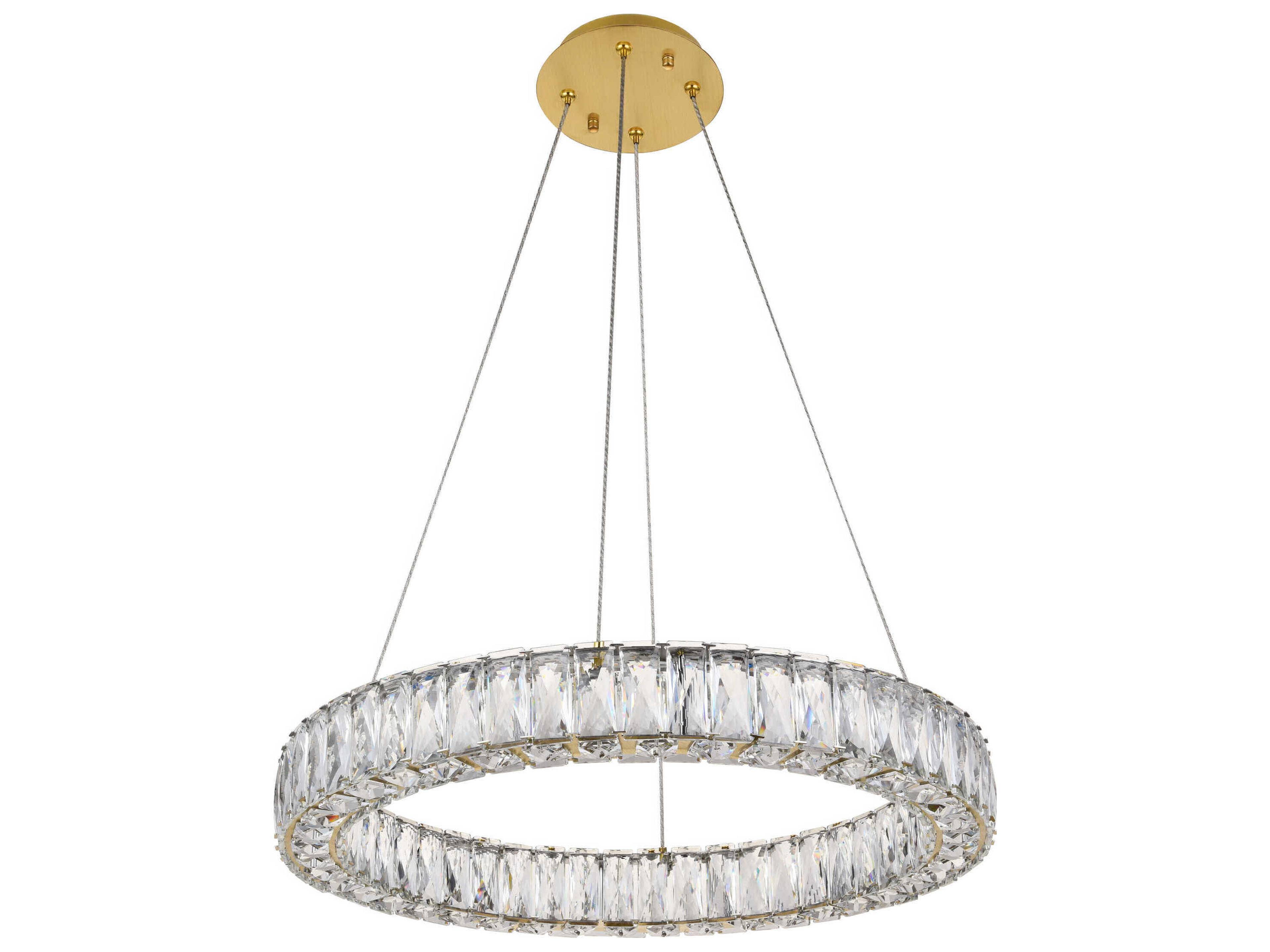 Elegant Lighting Monroe Gold Clear Crystal LED Drum Pendant