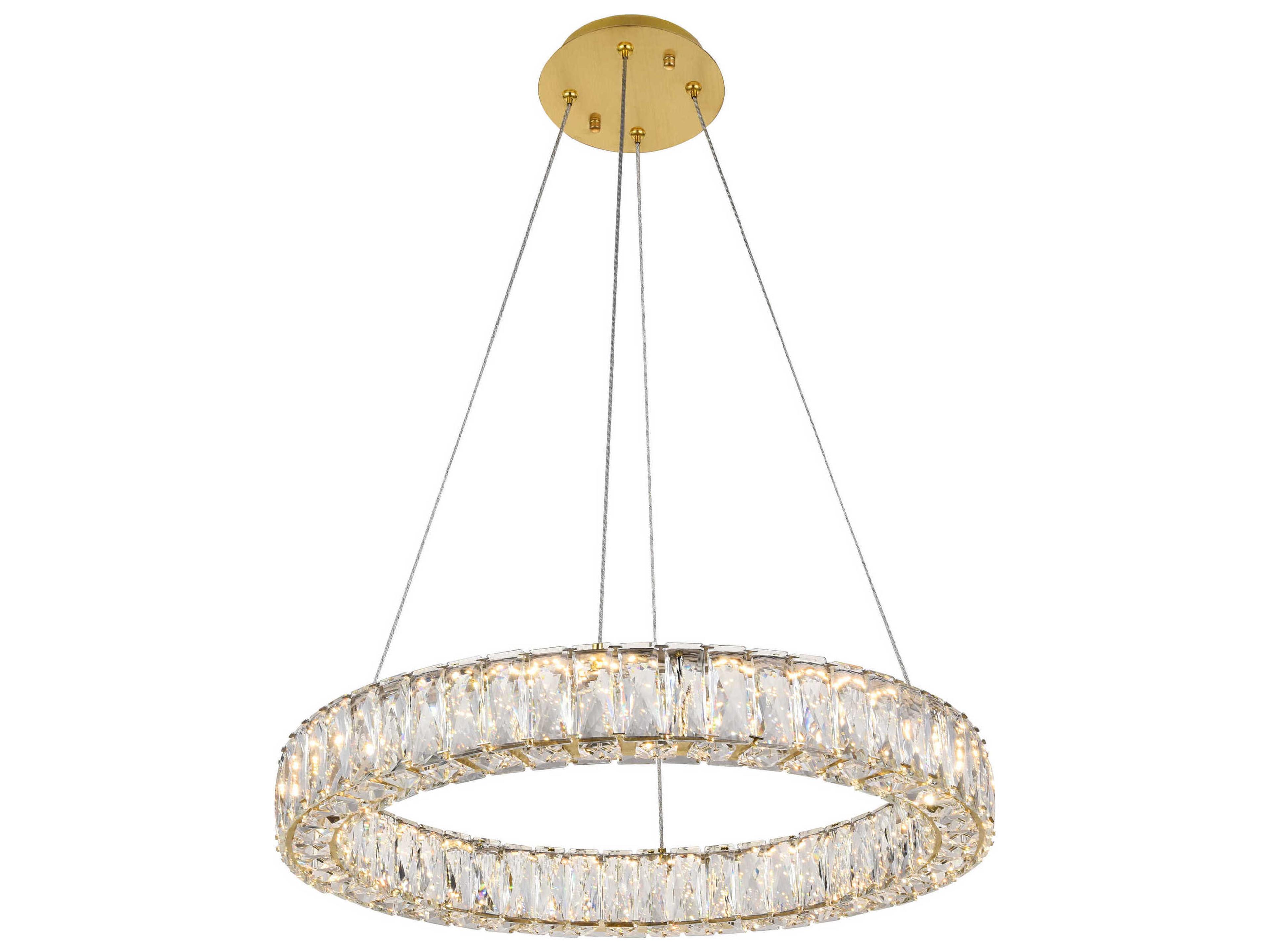 Elegant Lighting Monroe Gold Clear Crystal LED Drum Pendant