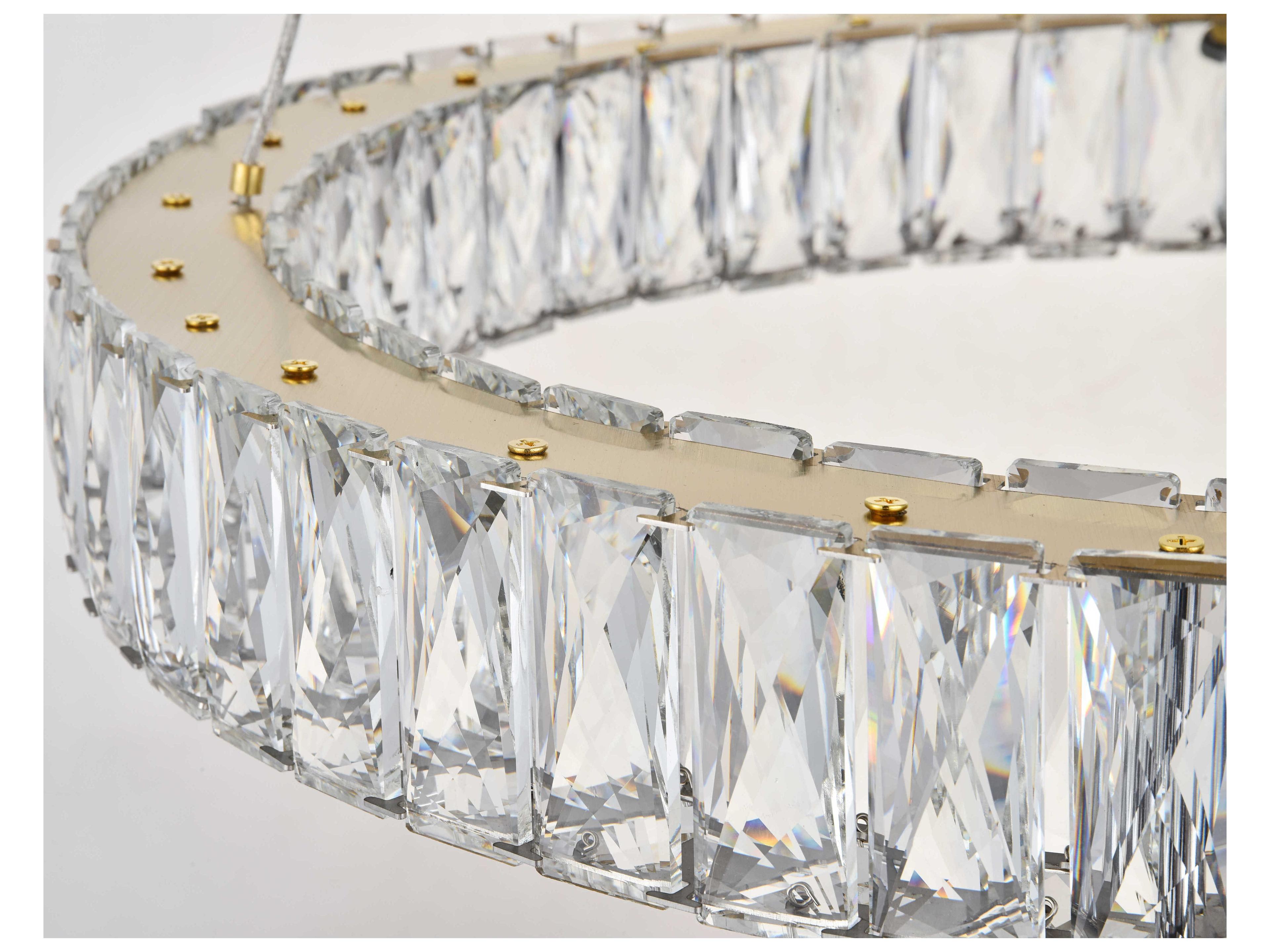 Elegant Lighting Monroe Gold Clear Crystal LED Drum Pendant