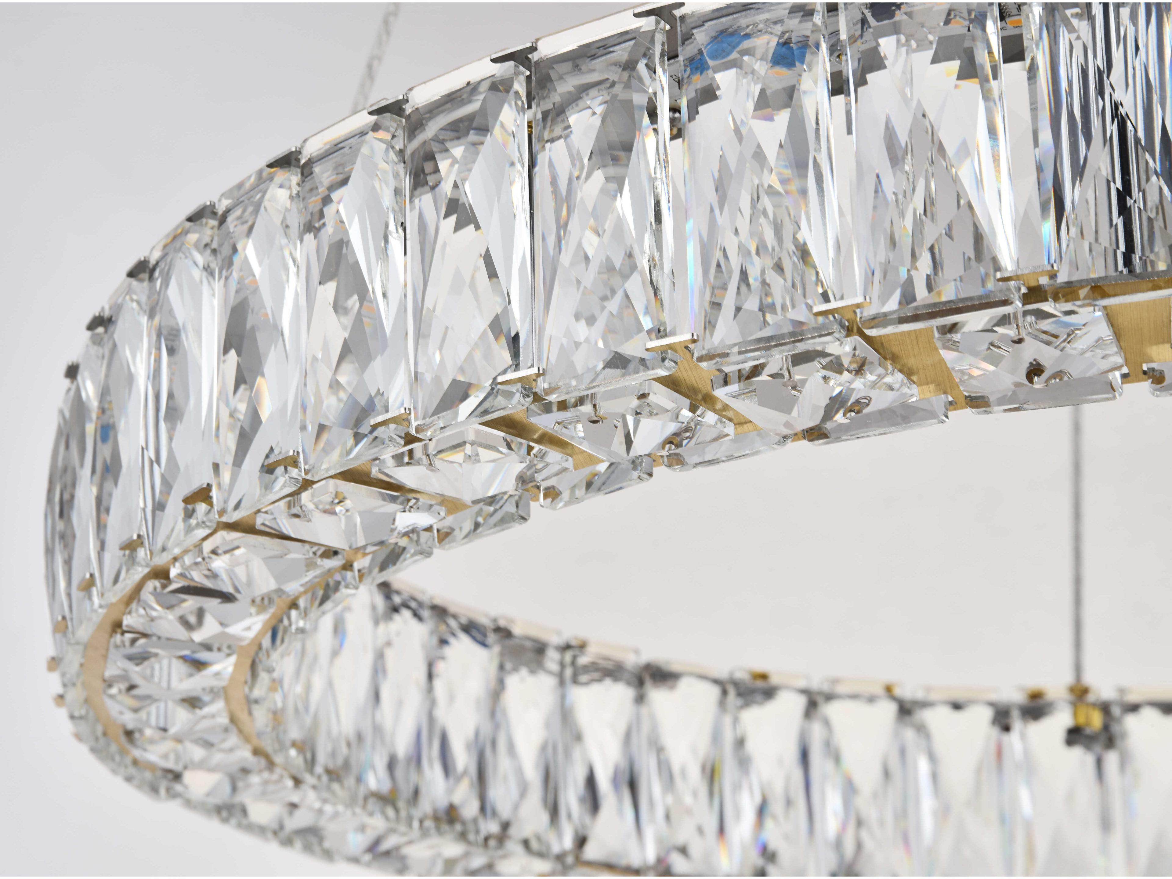 Elegant Lighting Monroe Gold Clear Crystal LED Drum Pendant