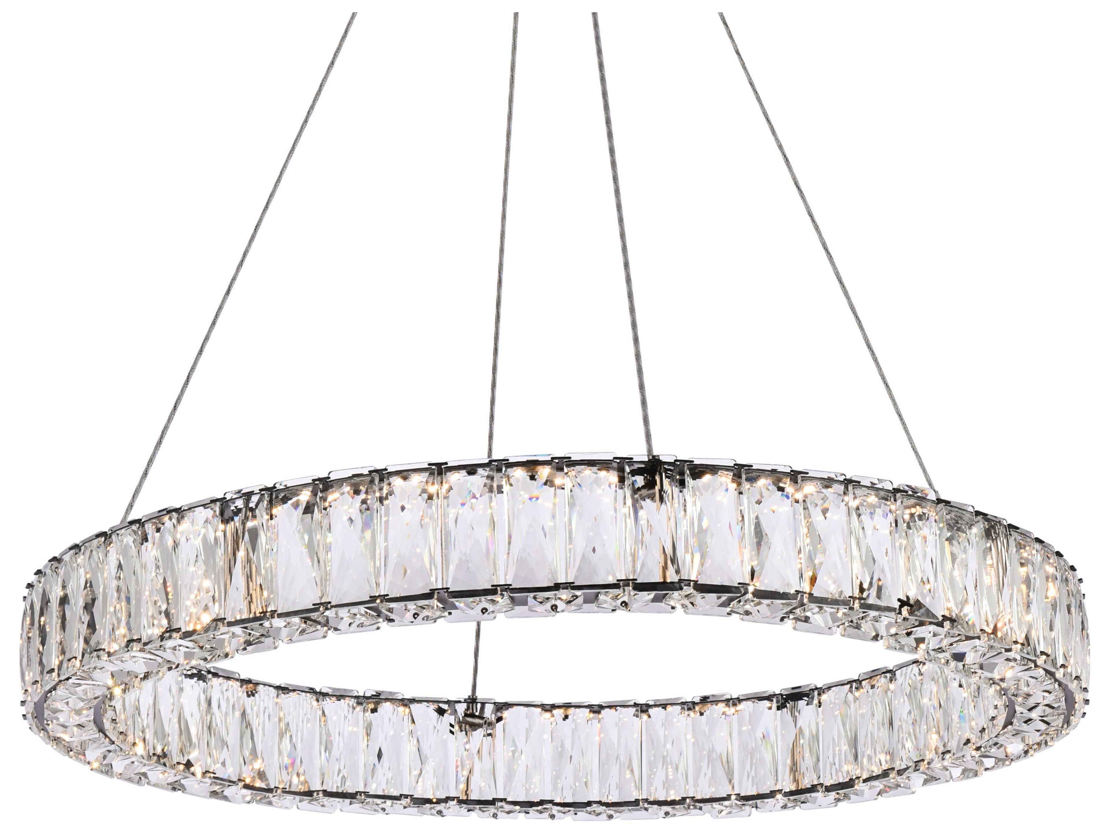 Elegant Lighting Monroe 1-Light Black Crystal LED Drum Pendant