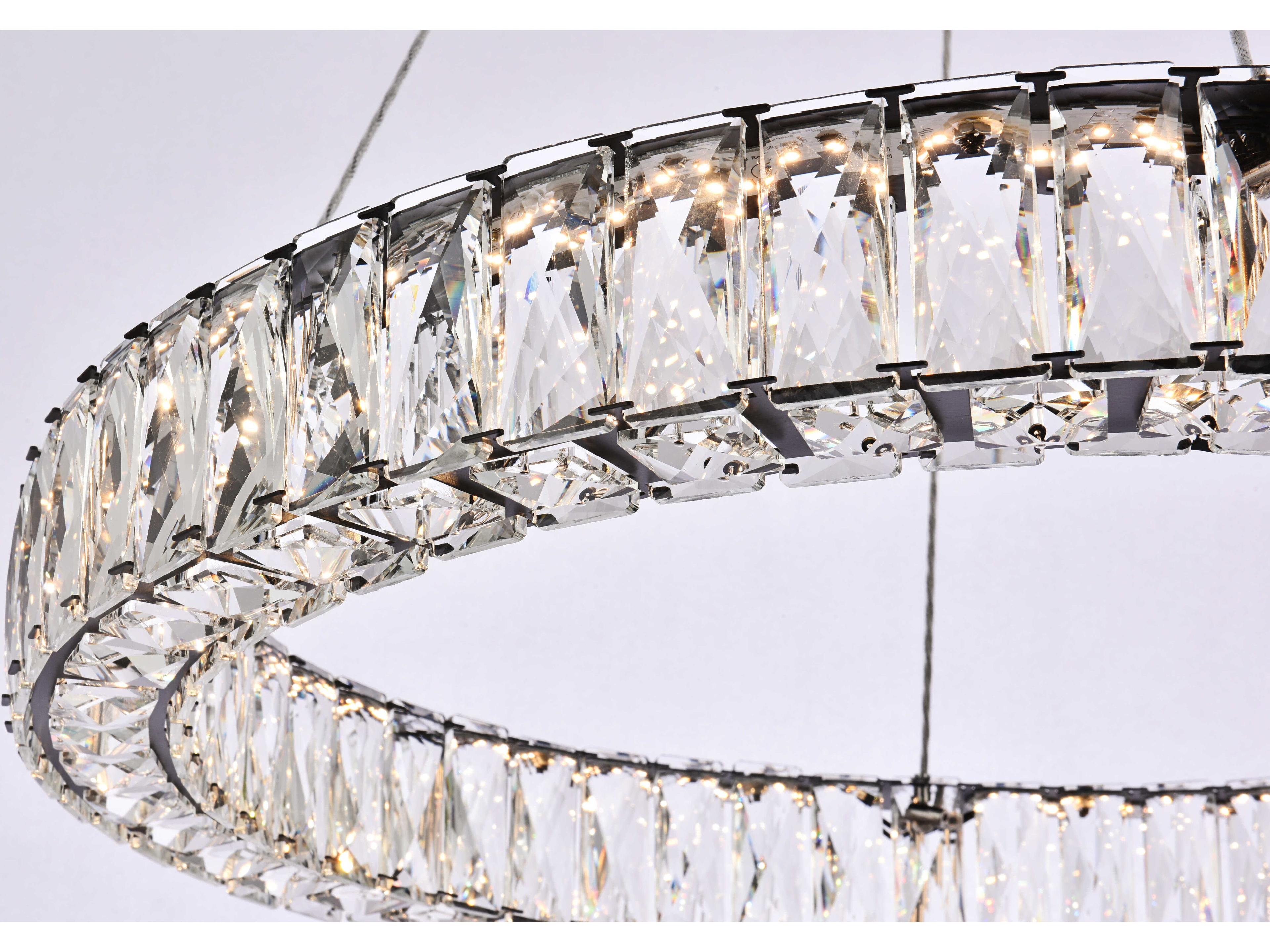 Elegant Lighting Monroe 1-Light Black Crystal LED Drum Pendant