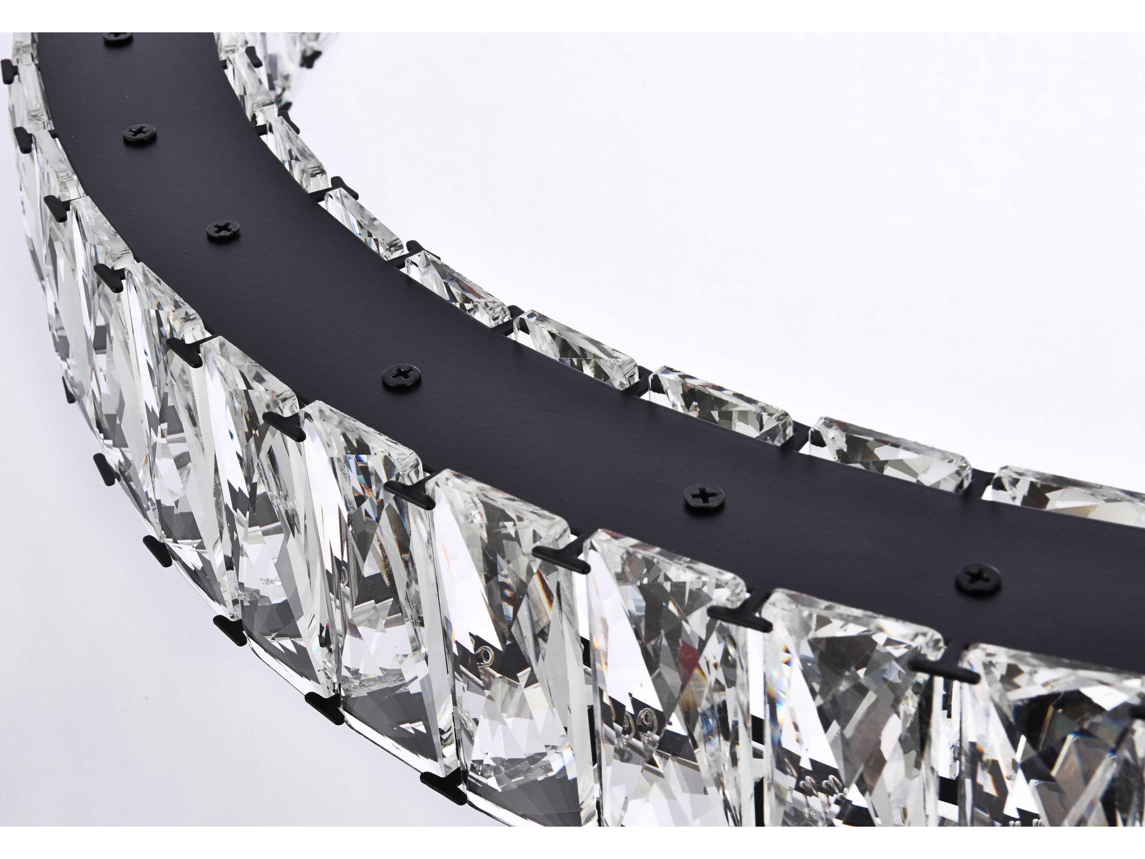 Elegant Lighting Monroe 1-Light Black Crystal LED Drum Pendant