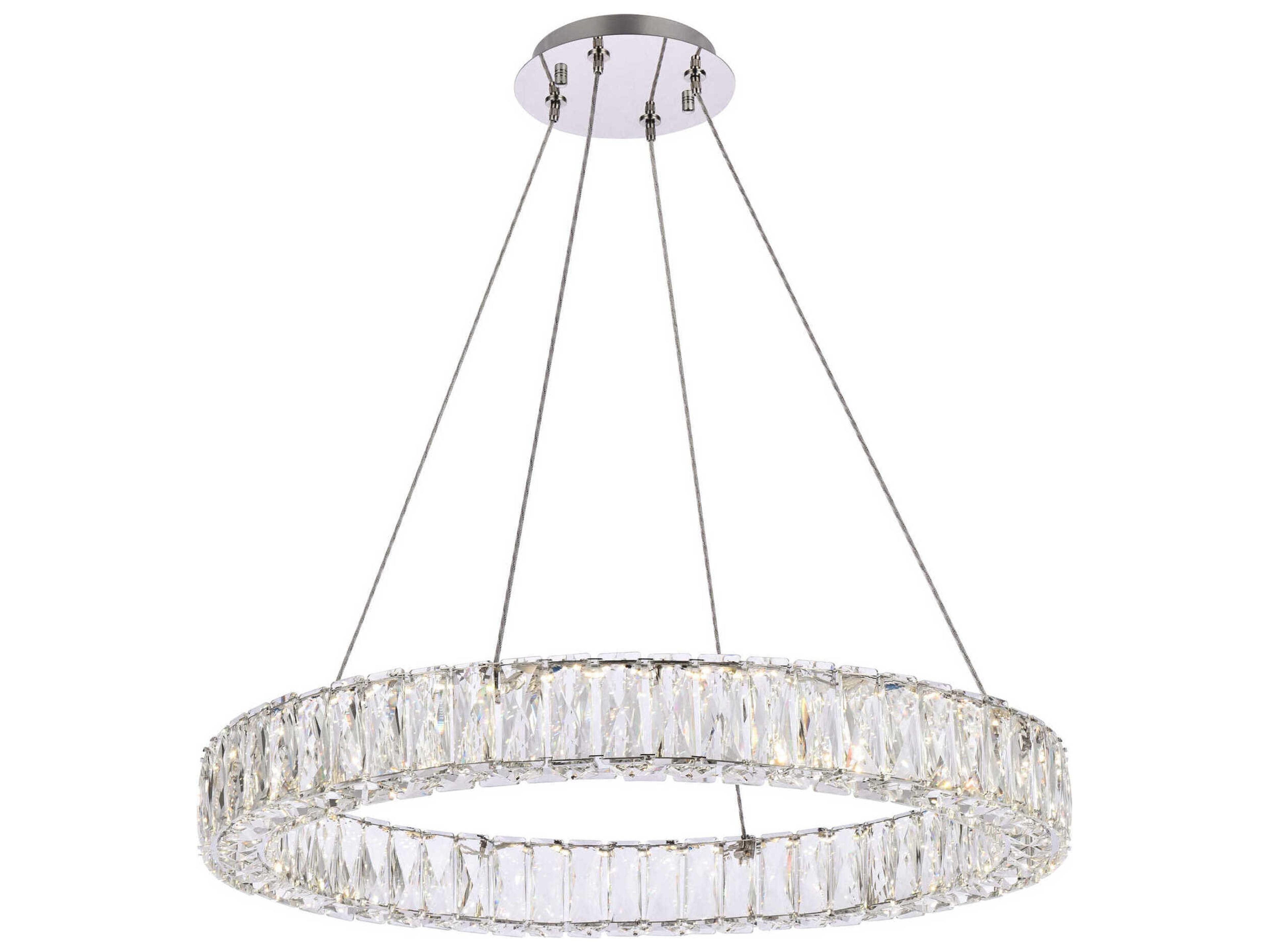 Monroe 1-Light Chrome Crystal LED Drum Pendant