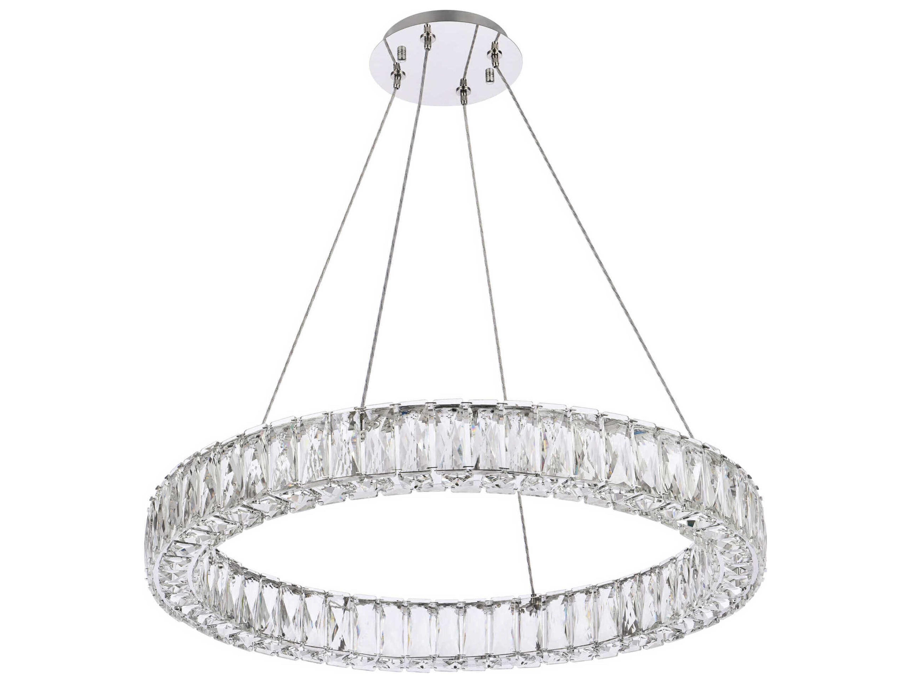 Elegant Lighting Monroe 1-Light Chrome Crystal LED Drum Pendant