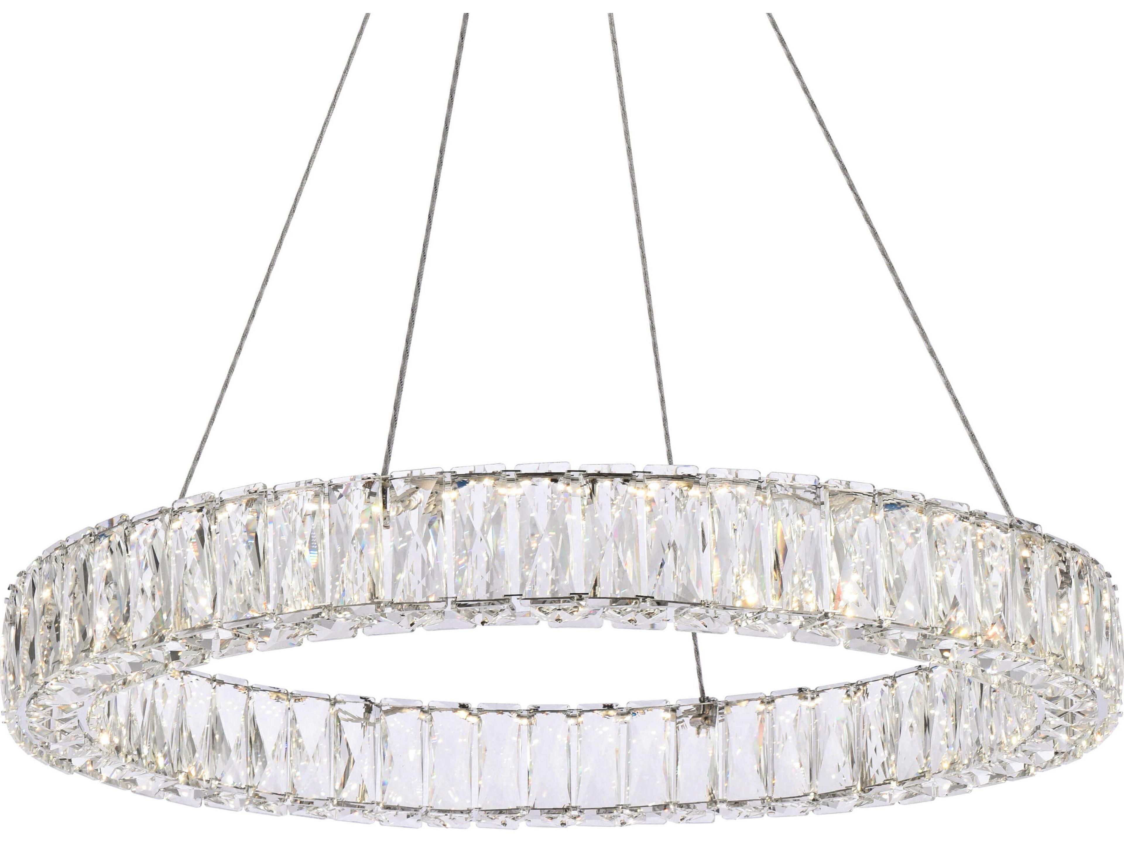 Elegant Lighting Monroe 1-Light Chrome Crystal LED Drum Pendant