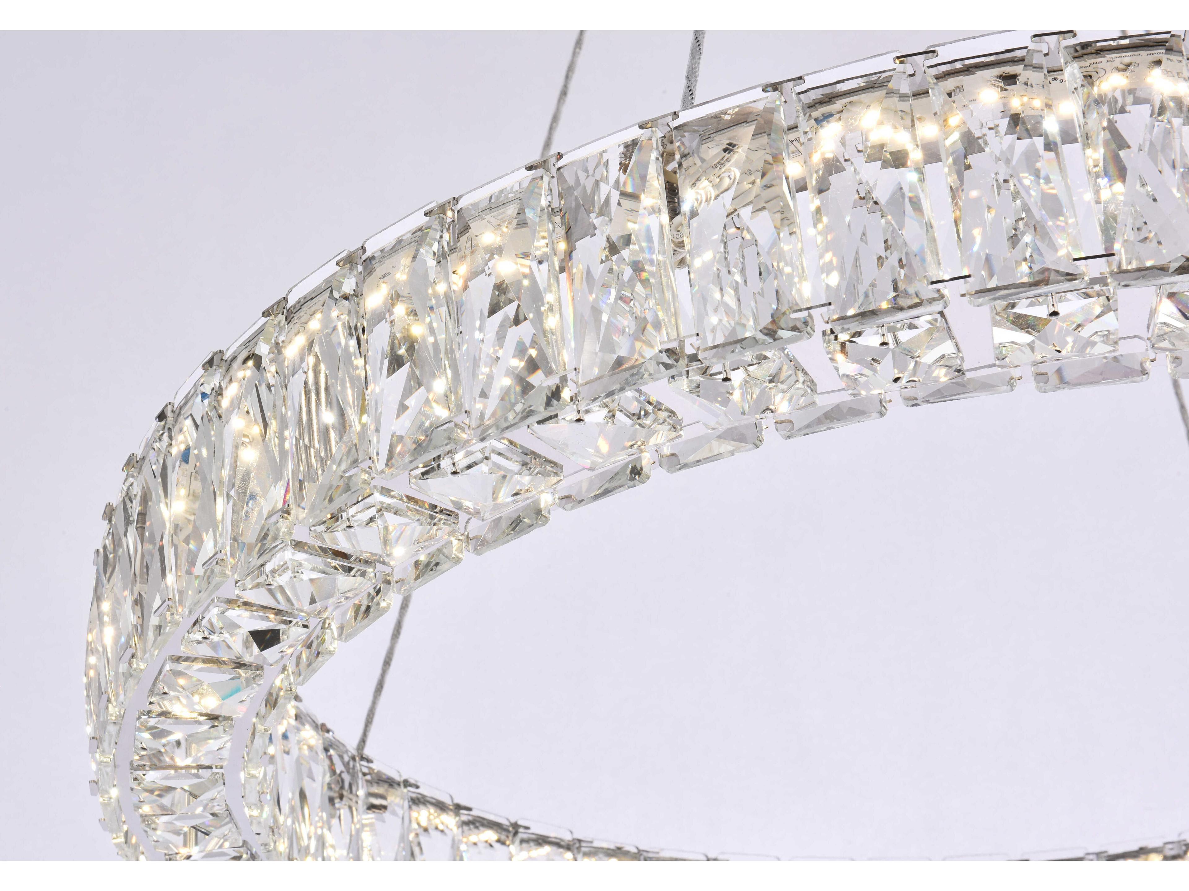 Elegant Lighting Monroe 1-Light Chrome Crystal LED Drum Pendant