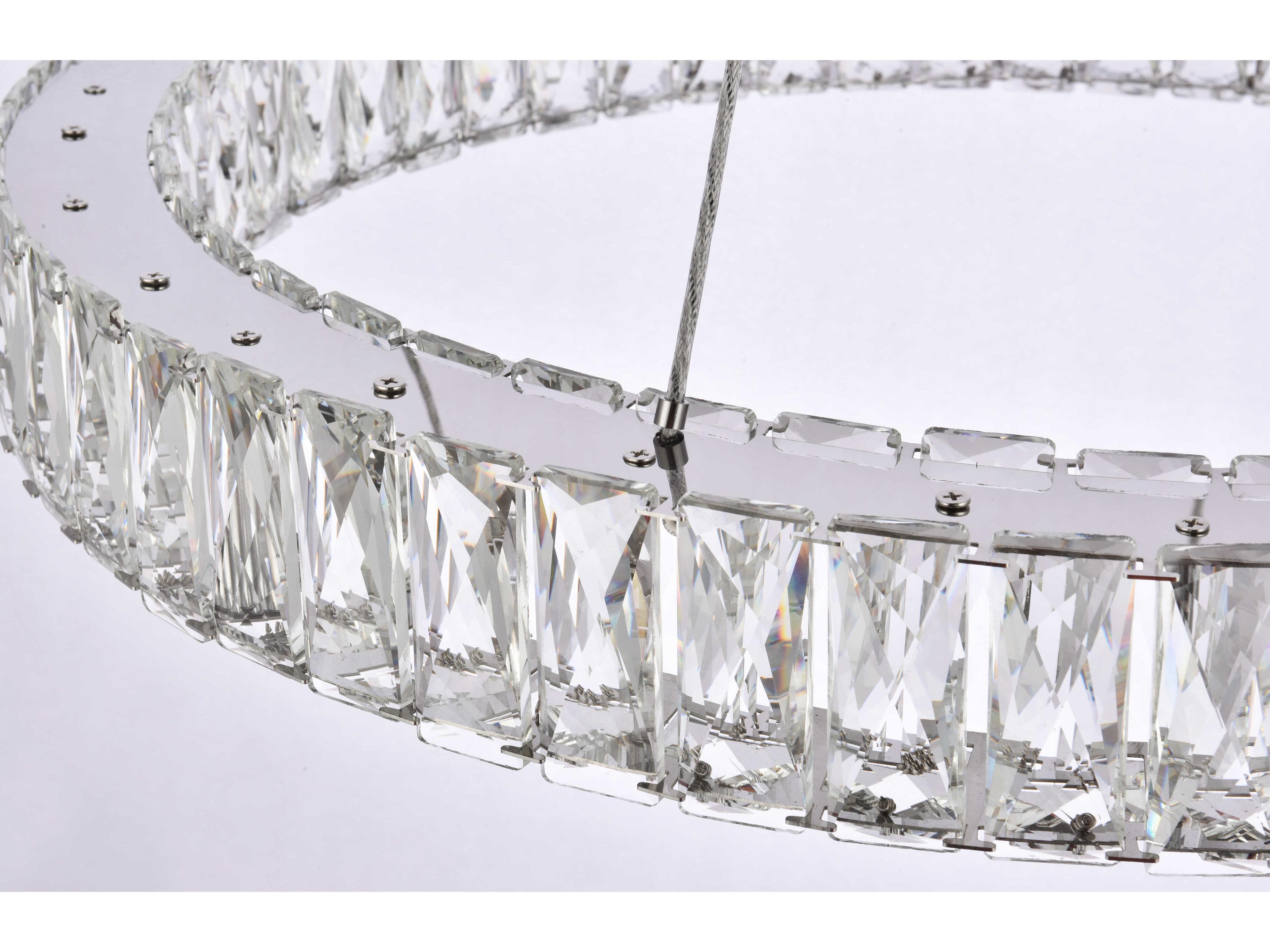 Elegant Lighting Monroe 1-Light Chrome Crystal LED Drum Pendant