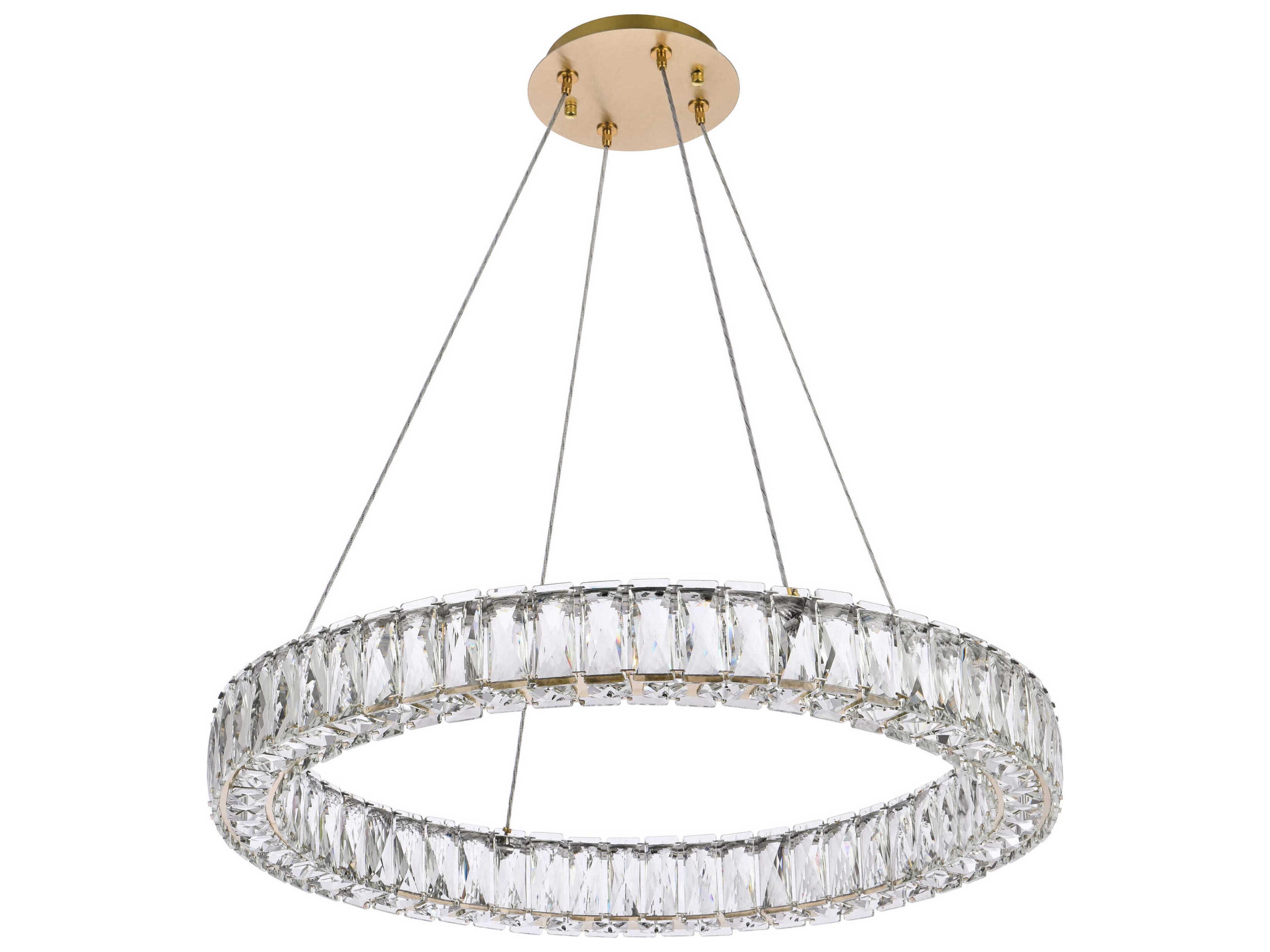 Elegant Lighting Monroe 1-Light Gold Crystal LED Drum Pendant