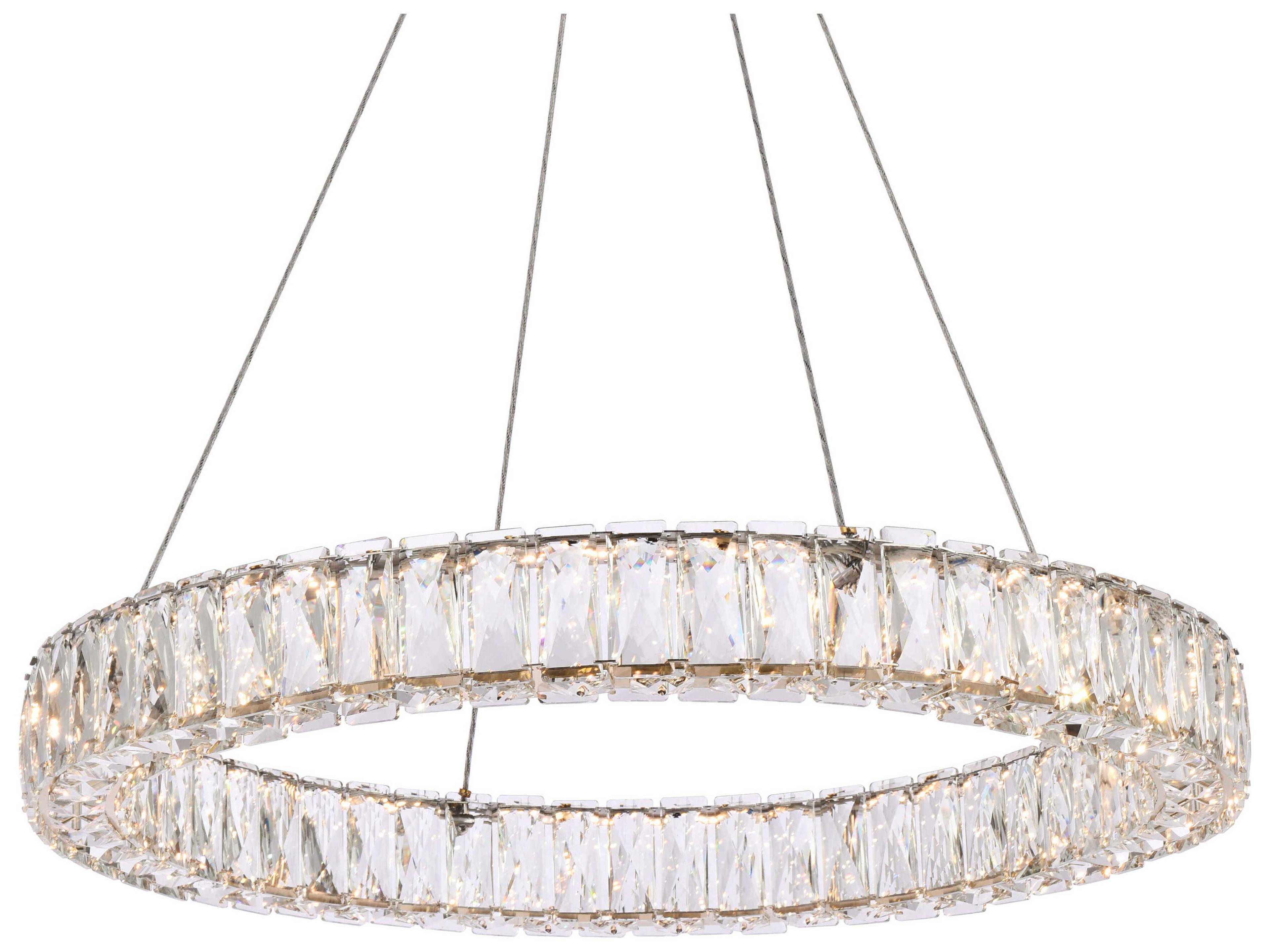 Elegant Lighting Monroe 1-Light Gold Crystal LED Drum Pendant