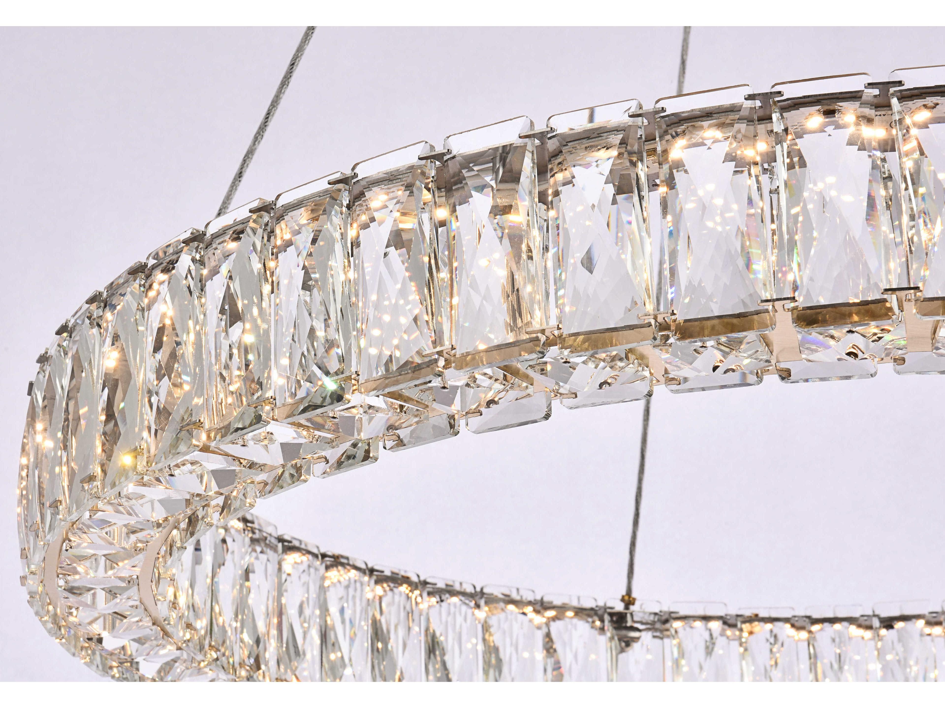 Elegant Lighting Monroe 1-Light Gold Crystal LED Drum Pendant