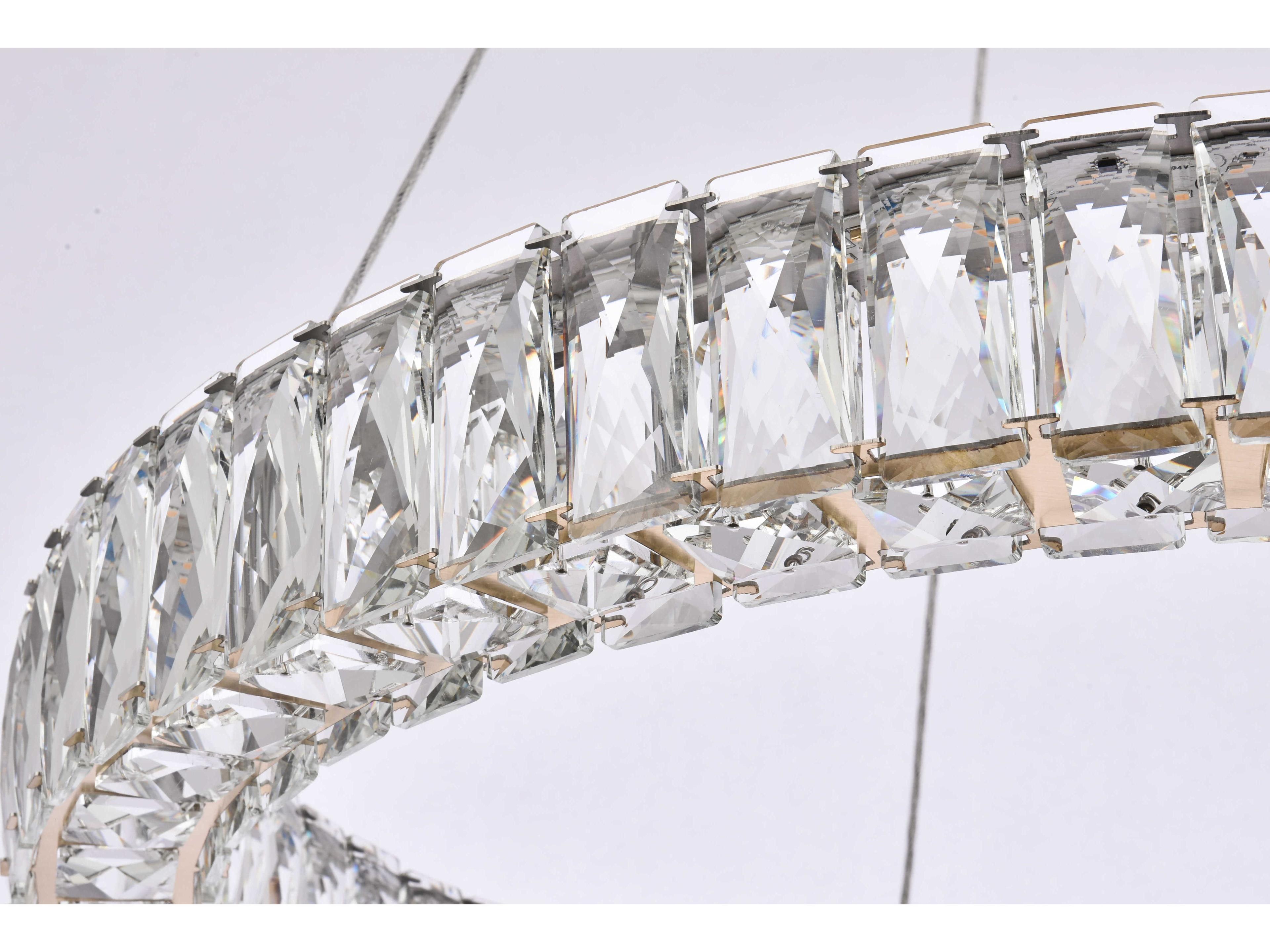 Elegant Lighting Monroe 1-Light Gold Crystal LED Drum Pendant