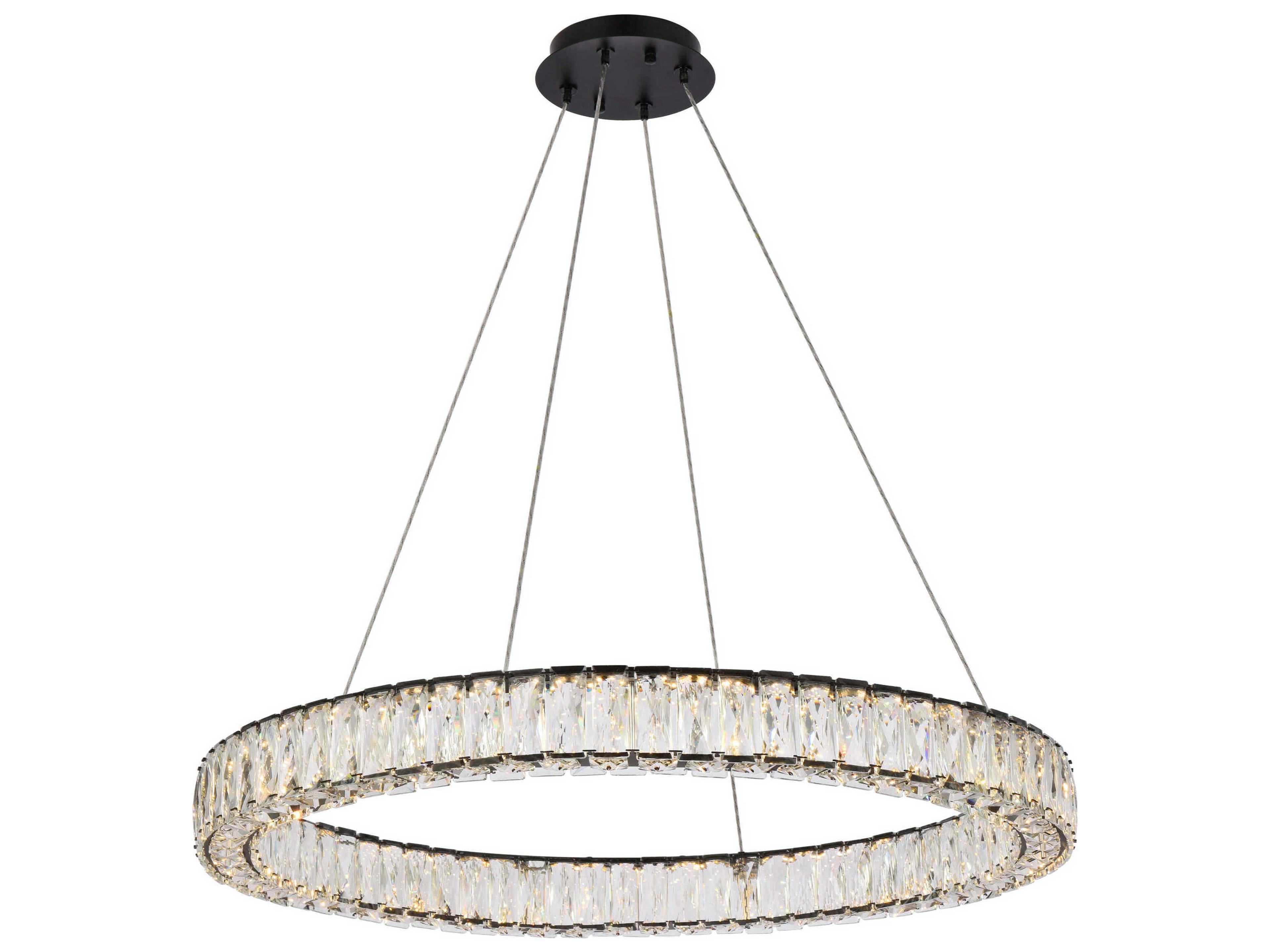 Elegant Lighting Monroe 1-Light Black Crystal LED Drum Pendant