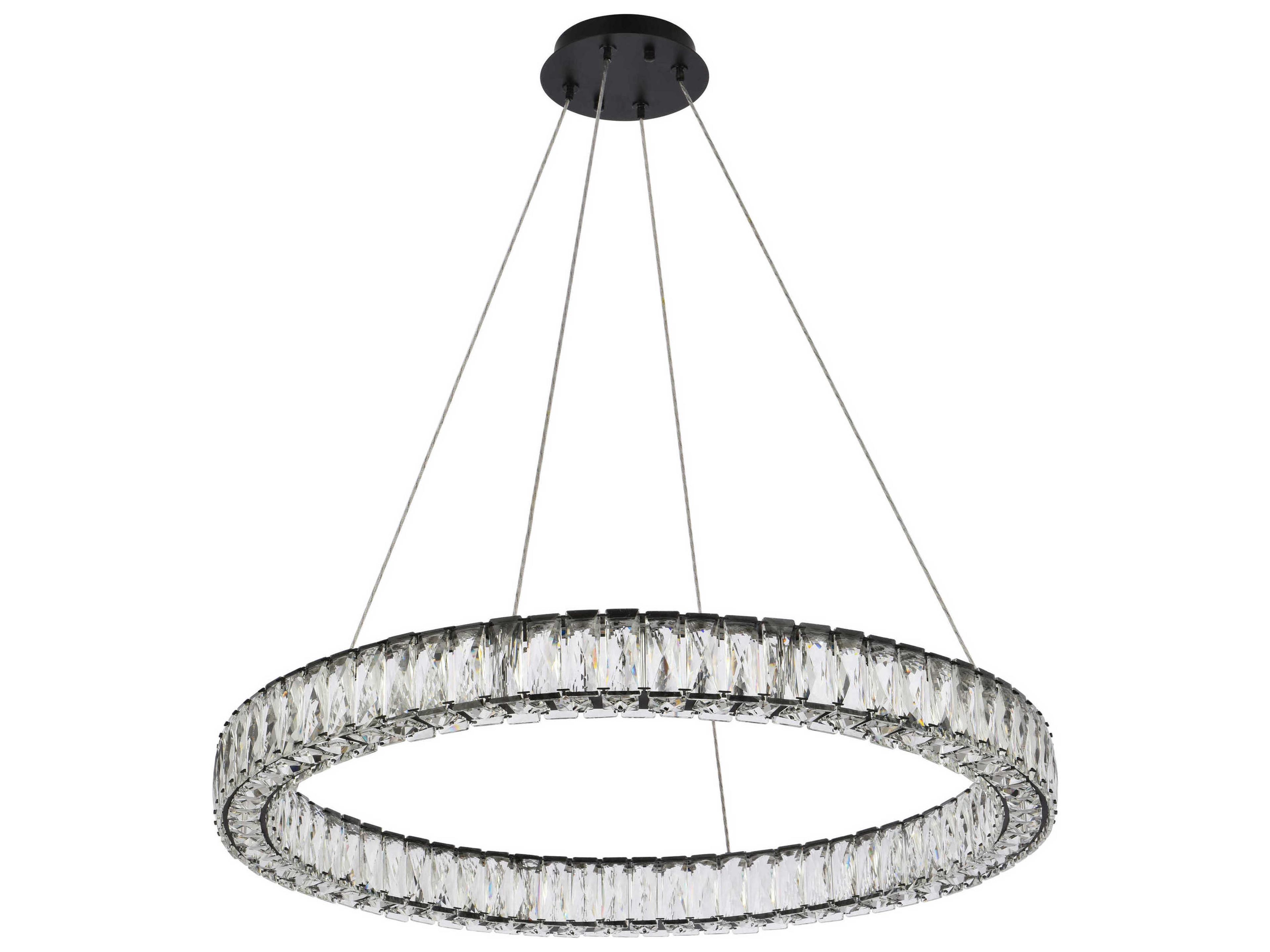 Elegant Lighting Monroe 1-Light Black Crystal LED Drum Pendant