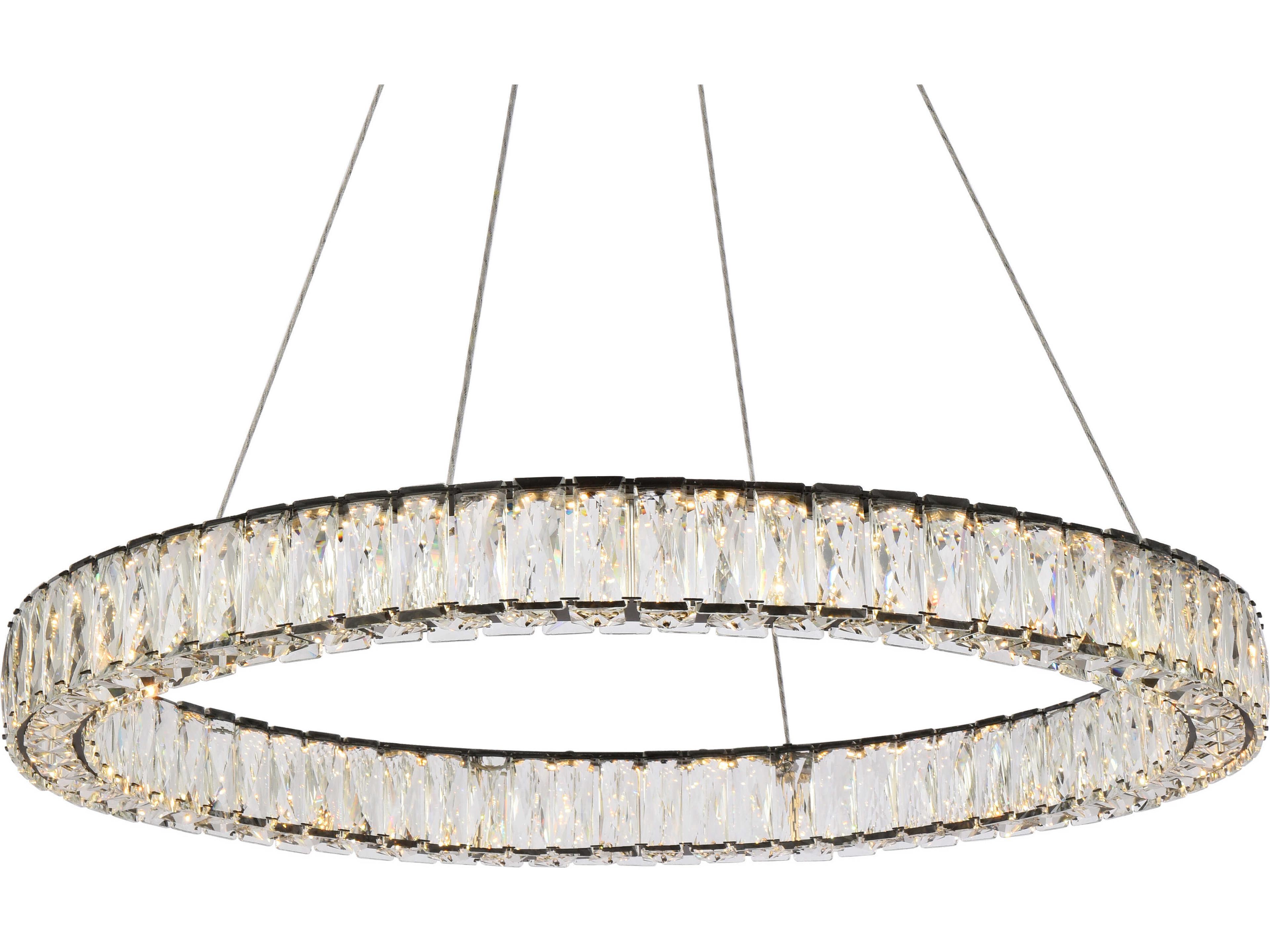 Elegant Lighting Monroe 1-Light Black Crystal LED Drum Pendant