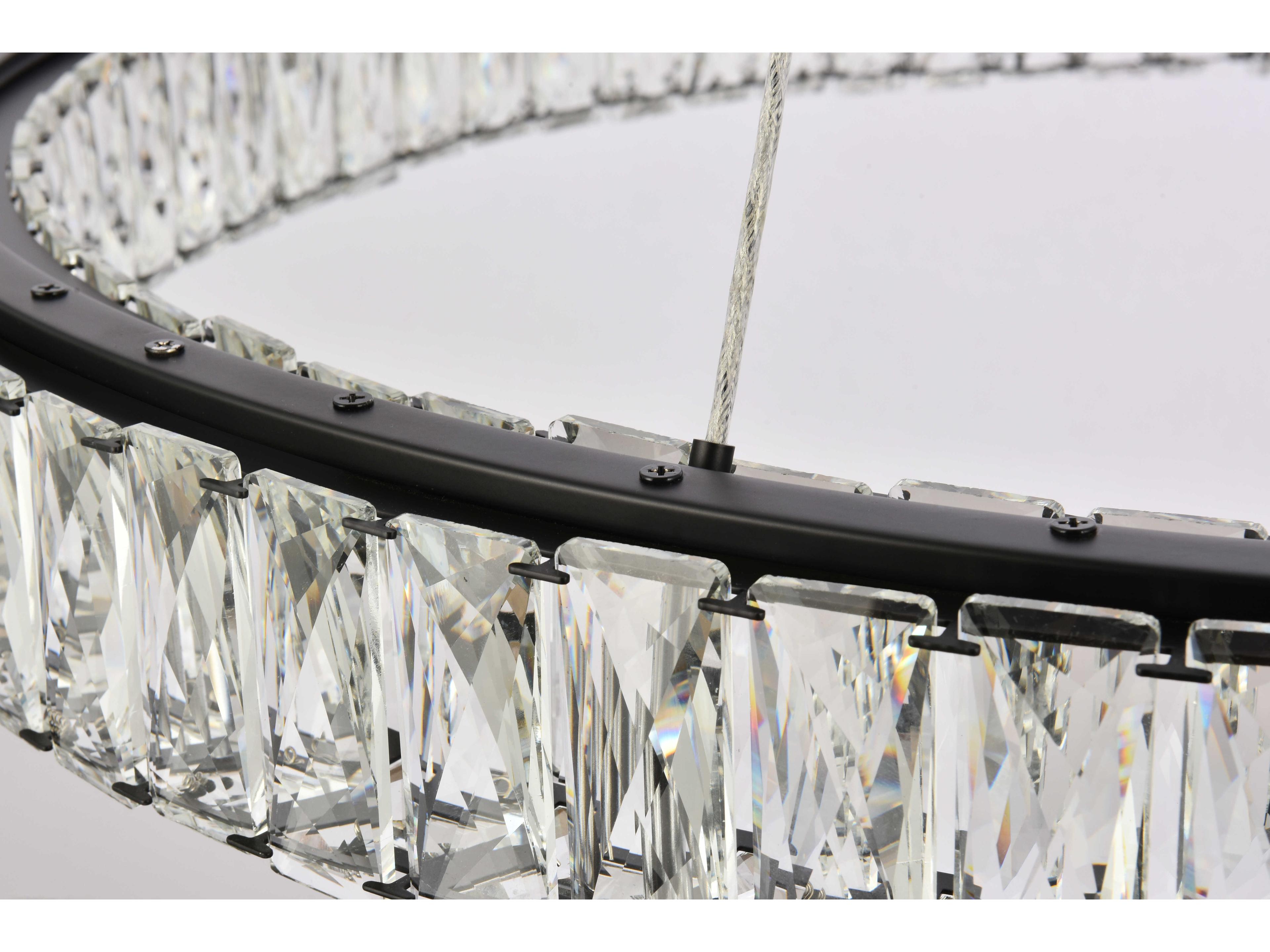 Elegant Lighting Monroe 1-Light Black Crystal LED Drum Pendant