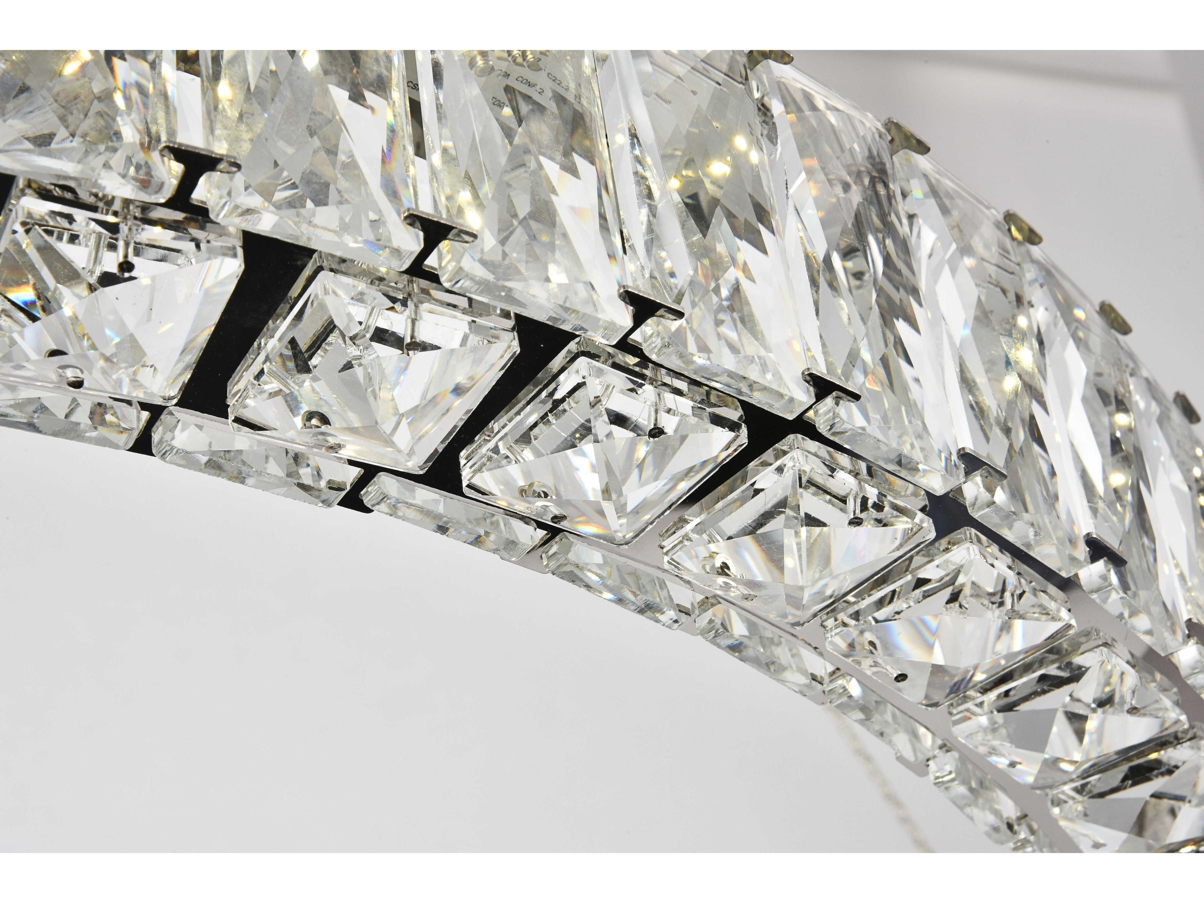 Elegant Lighting Monroe 1-Light Chrome Clear Crystal LED Pendant