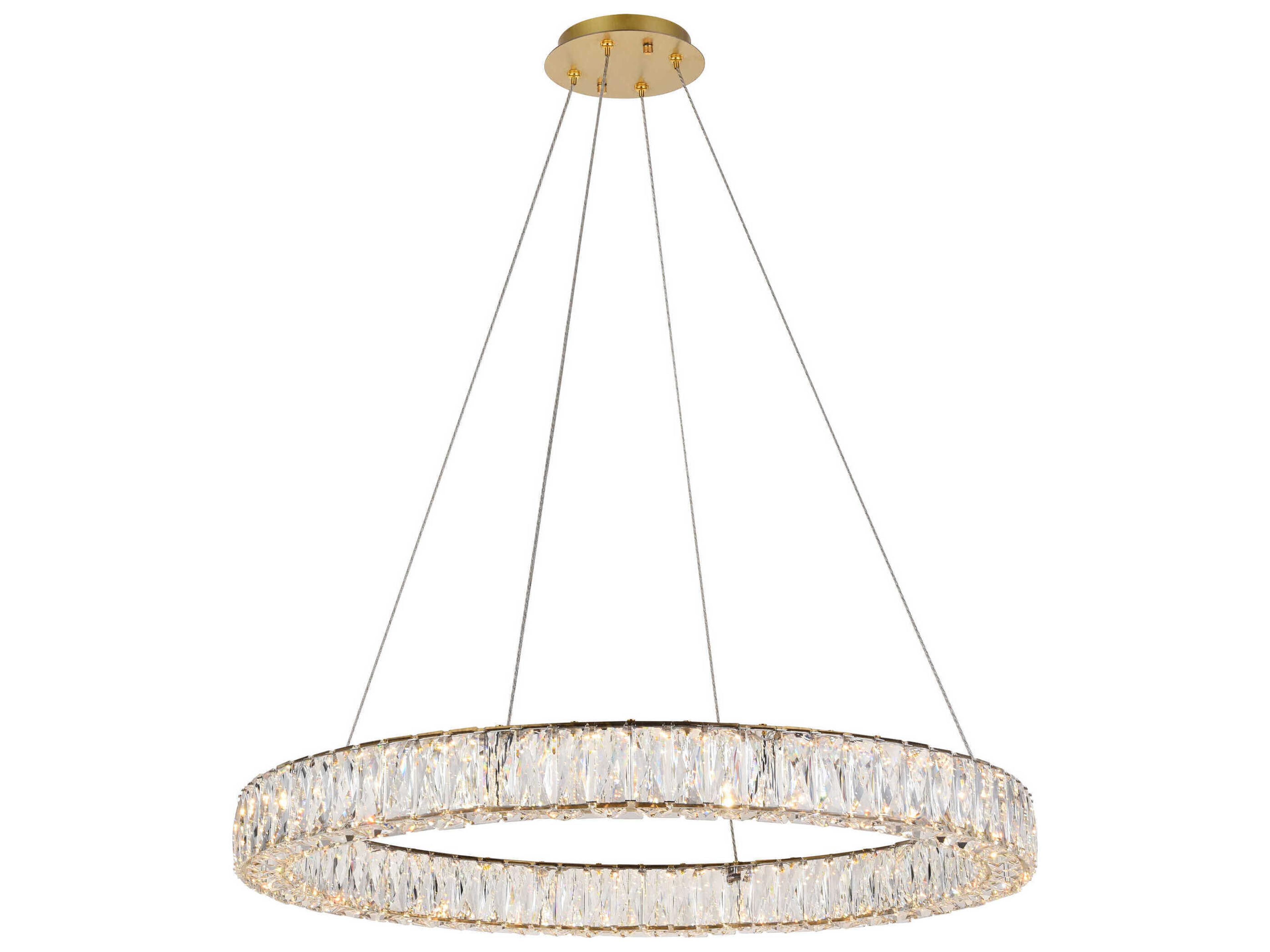 Monroe Gold Clear Crystal LED Drum Pendant
