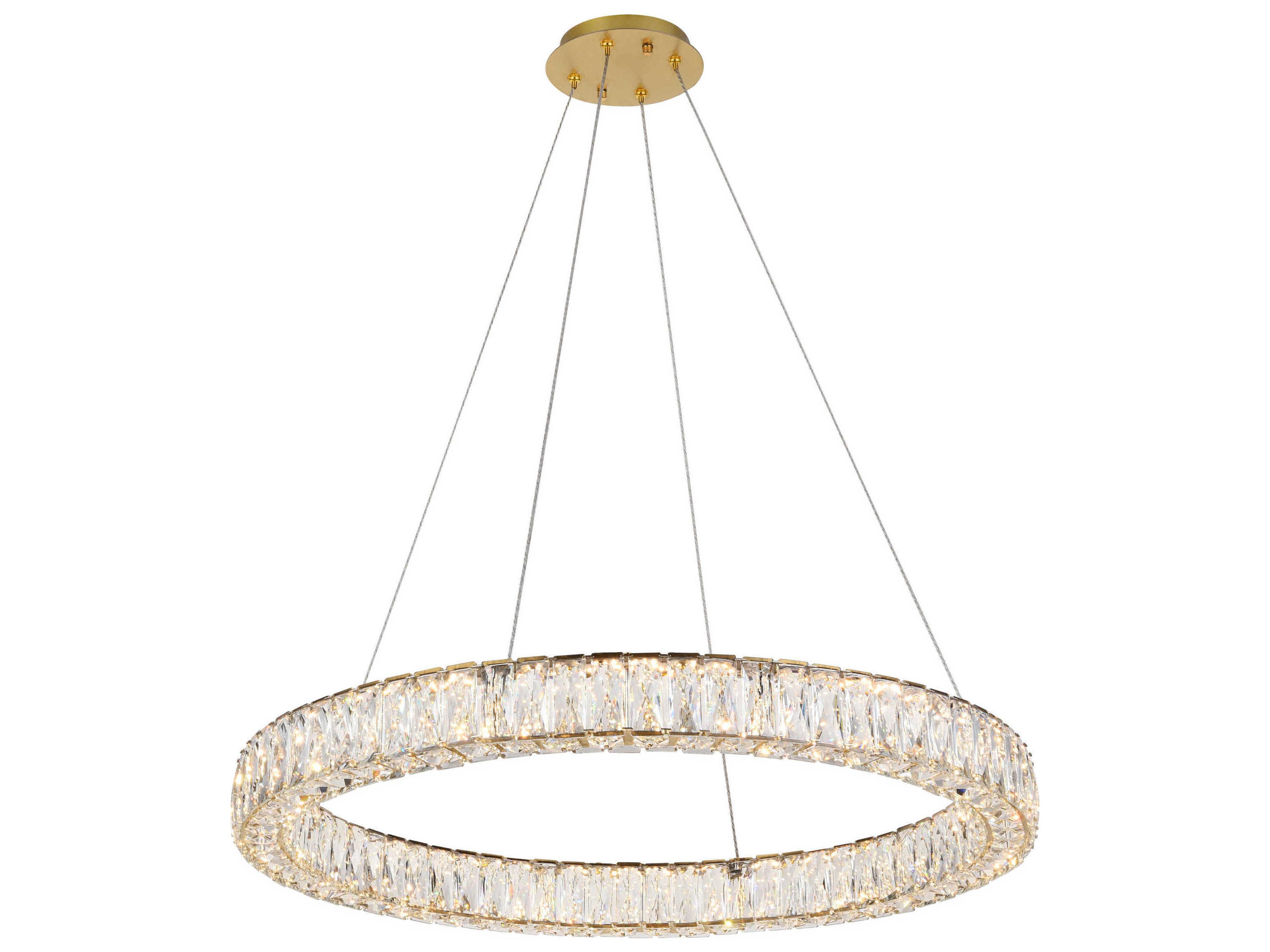 Elegant Lighting Monroe Gold Clear Crystal LED Drum Pendant