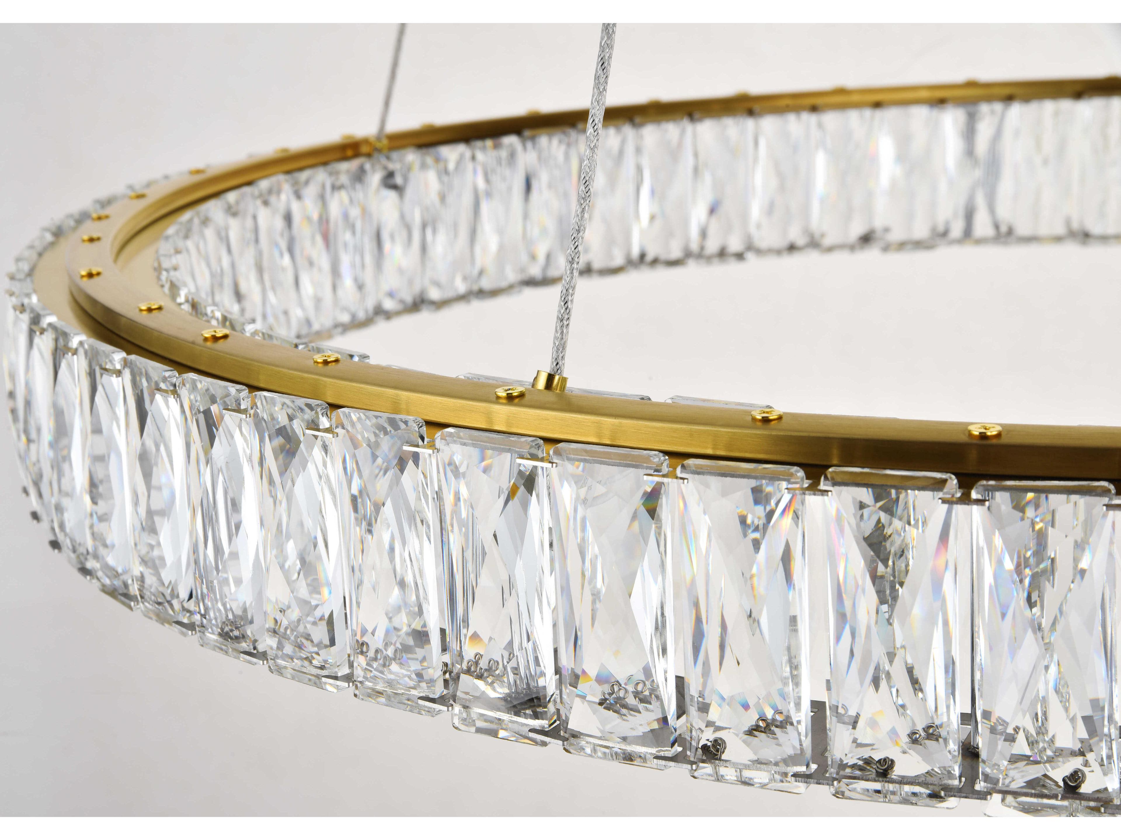 Elegant Lighting Monroe Gold Clear Crystal LED Drum Pendant