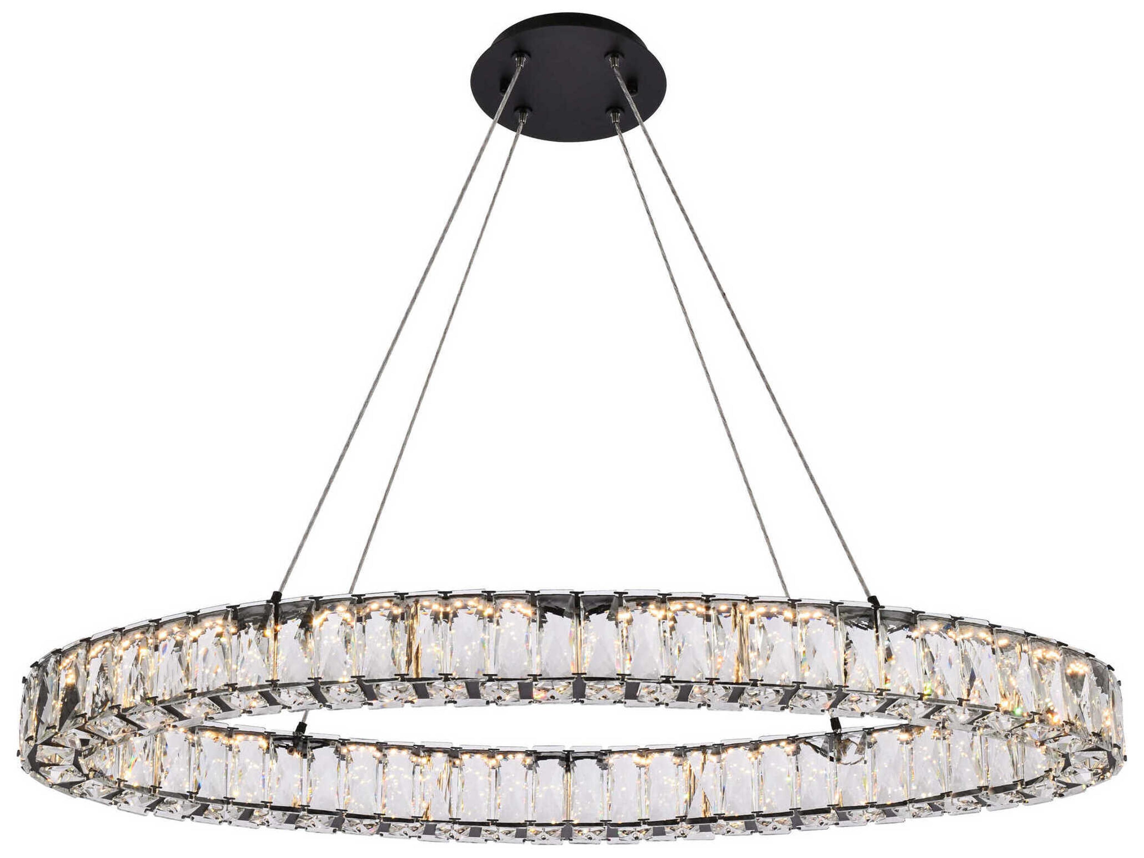 Monroe 1-Light Black Crystal LED Drum Pendant