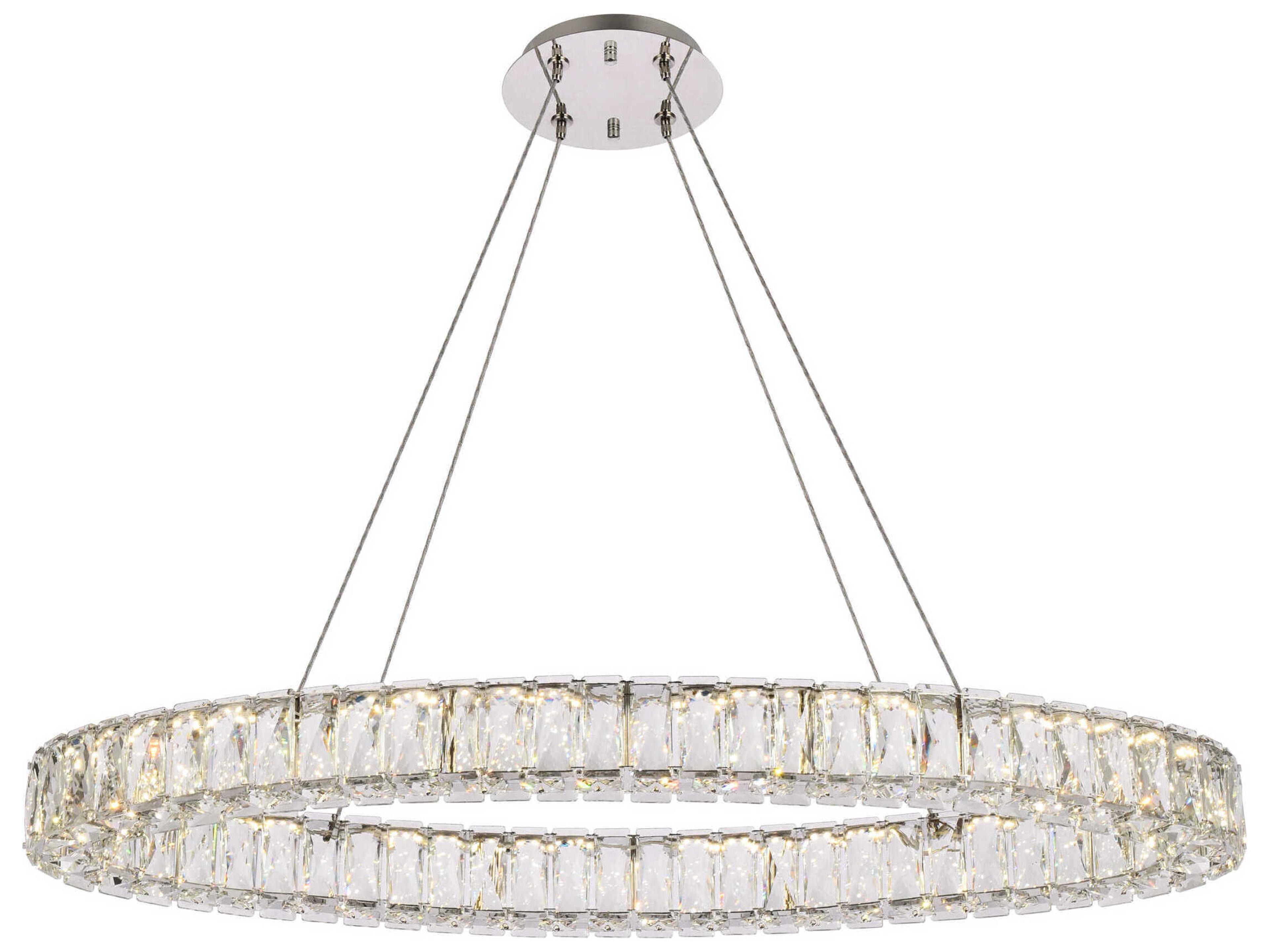Monroe 1-Light Chrome Crystal LED Drum Pendant
