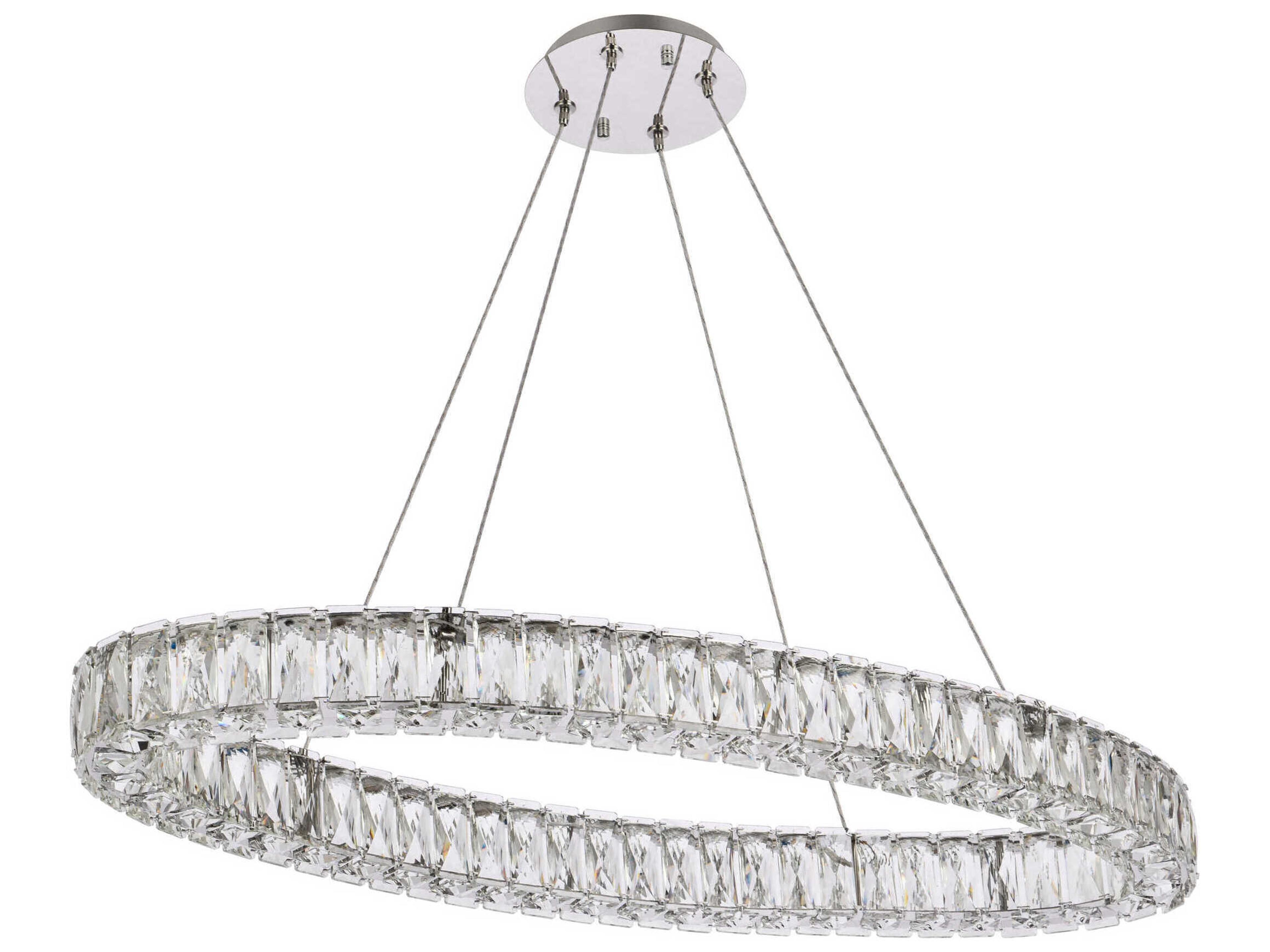 Elegant Lighting Monroe 1-Light Chrome Crystal LED Drum Pendant