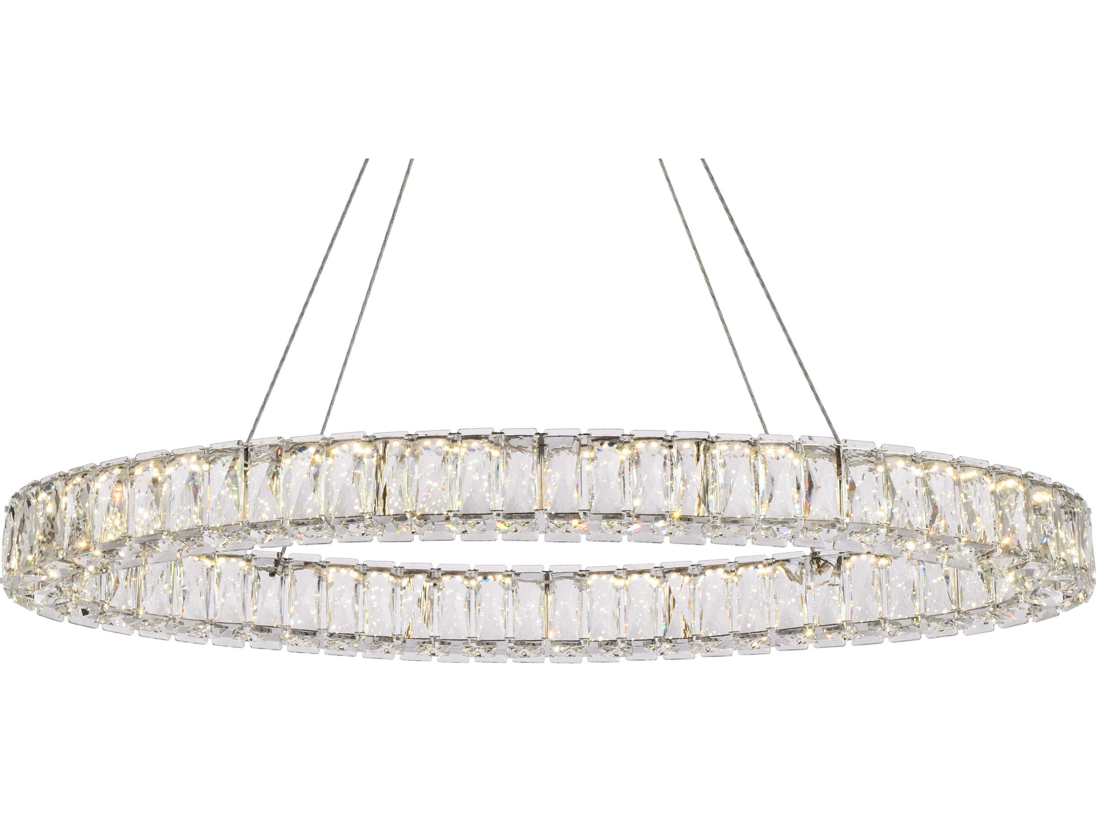 Elegant Lighting Monroe 1-Light Chrome Crystal LED Drum Pendant