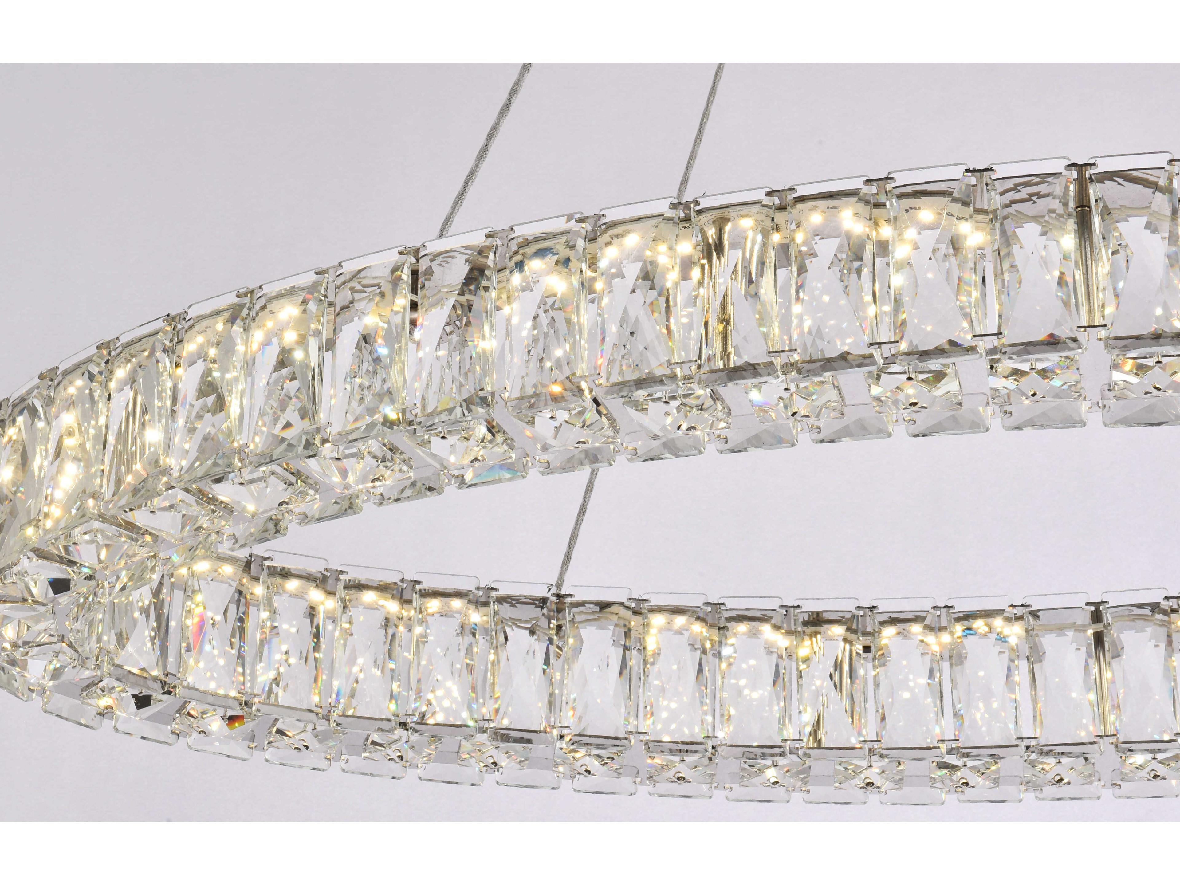 Elegant Lighting Monroe 1-Light Chrome Crystal LED Drum Pendant