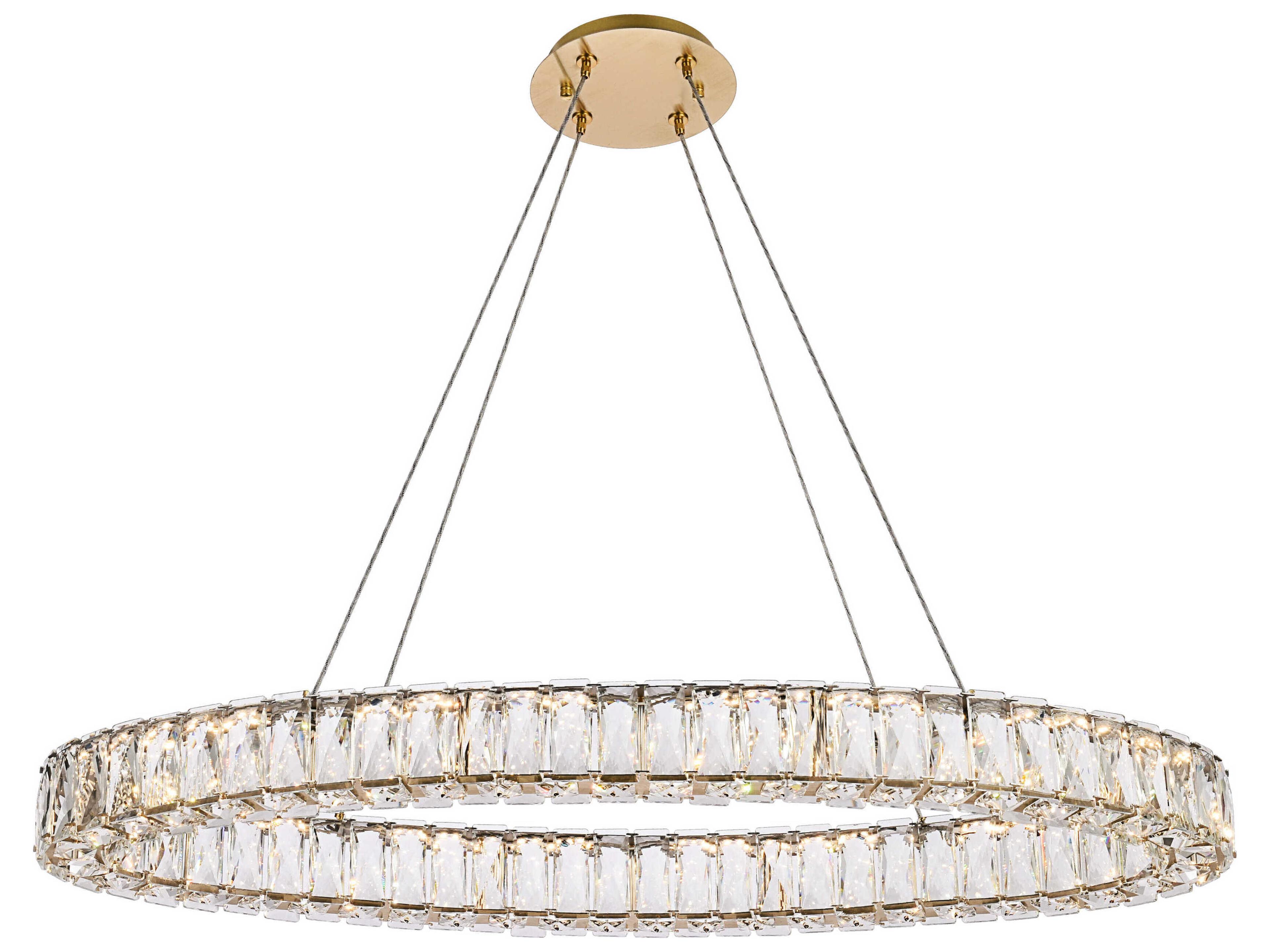 Monroe 1-Light Gold Crystal LED Drum Pendant