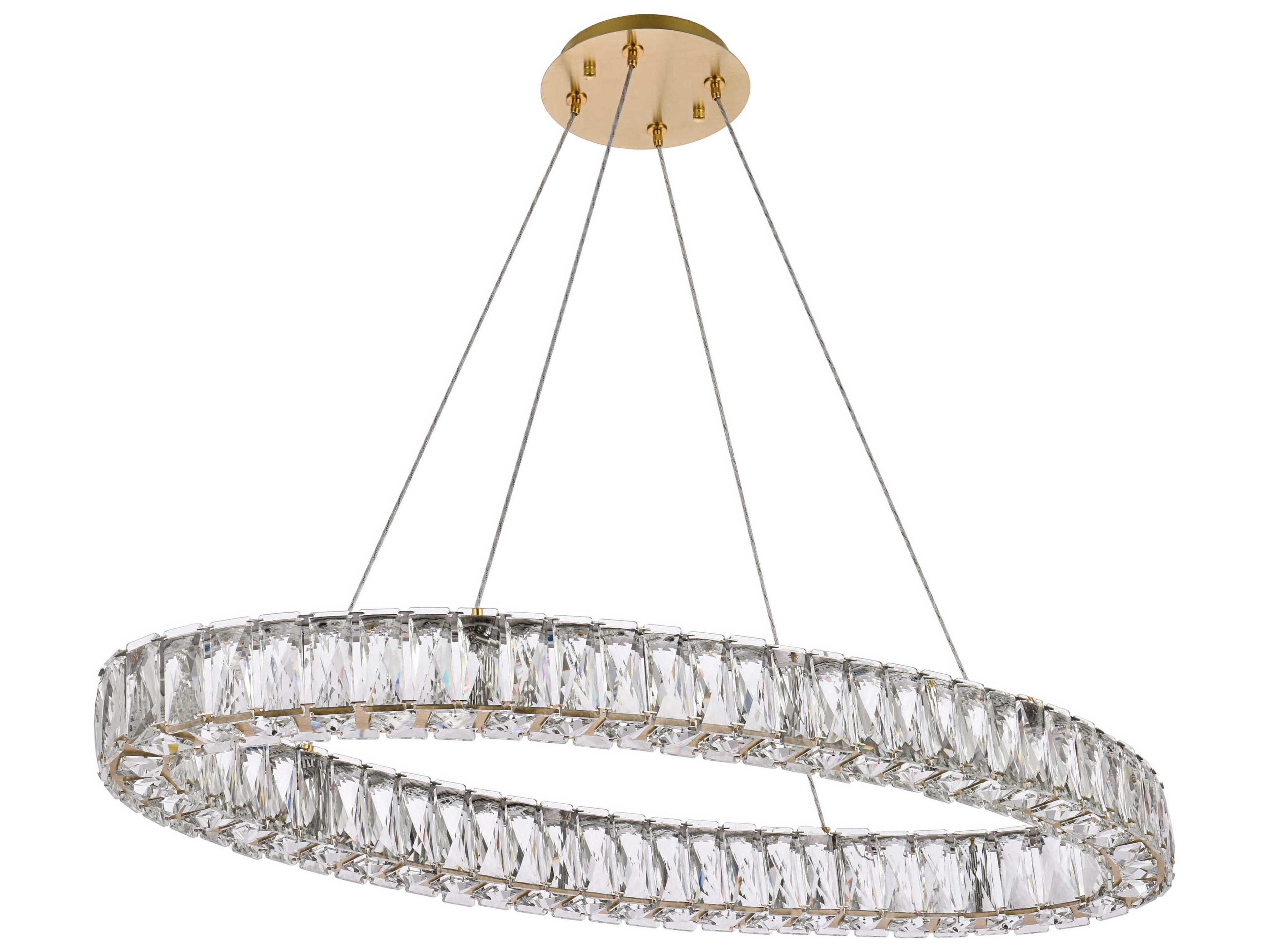 Elegant Lighting Monroe 1-Light Gold Crystal LED Drum Pendant