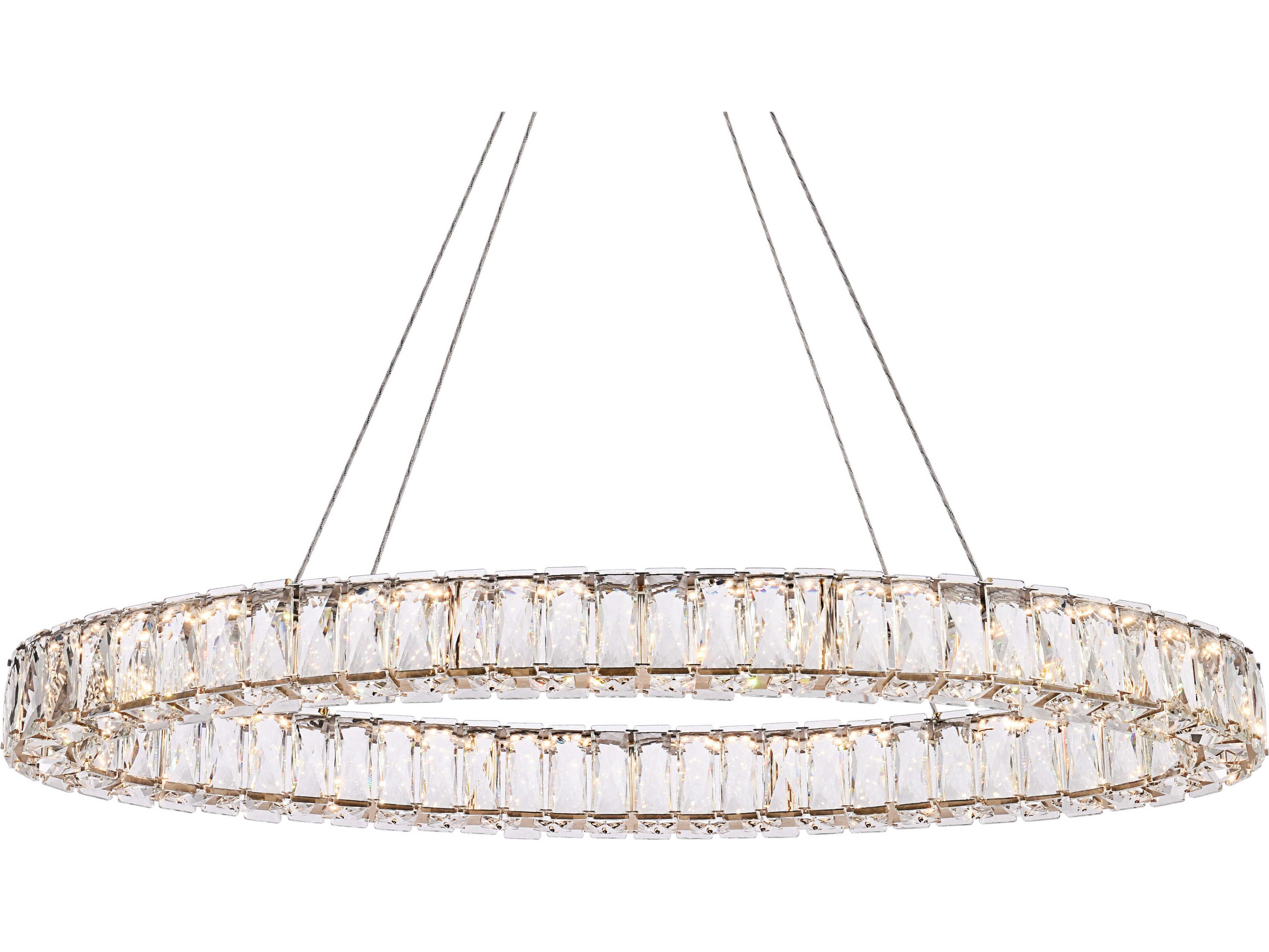 Elegant Lighting Monroe 1-Light Gold Crystal LED Drum Pendant