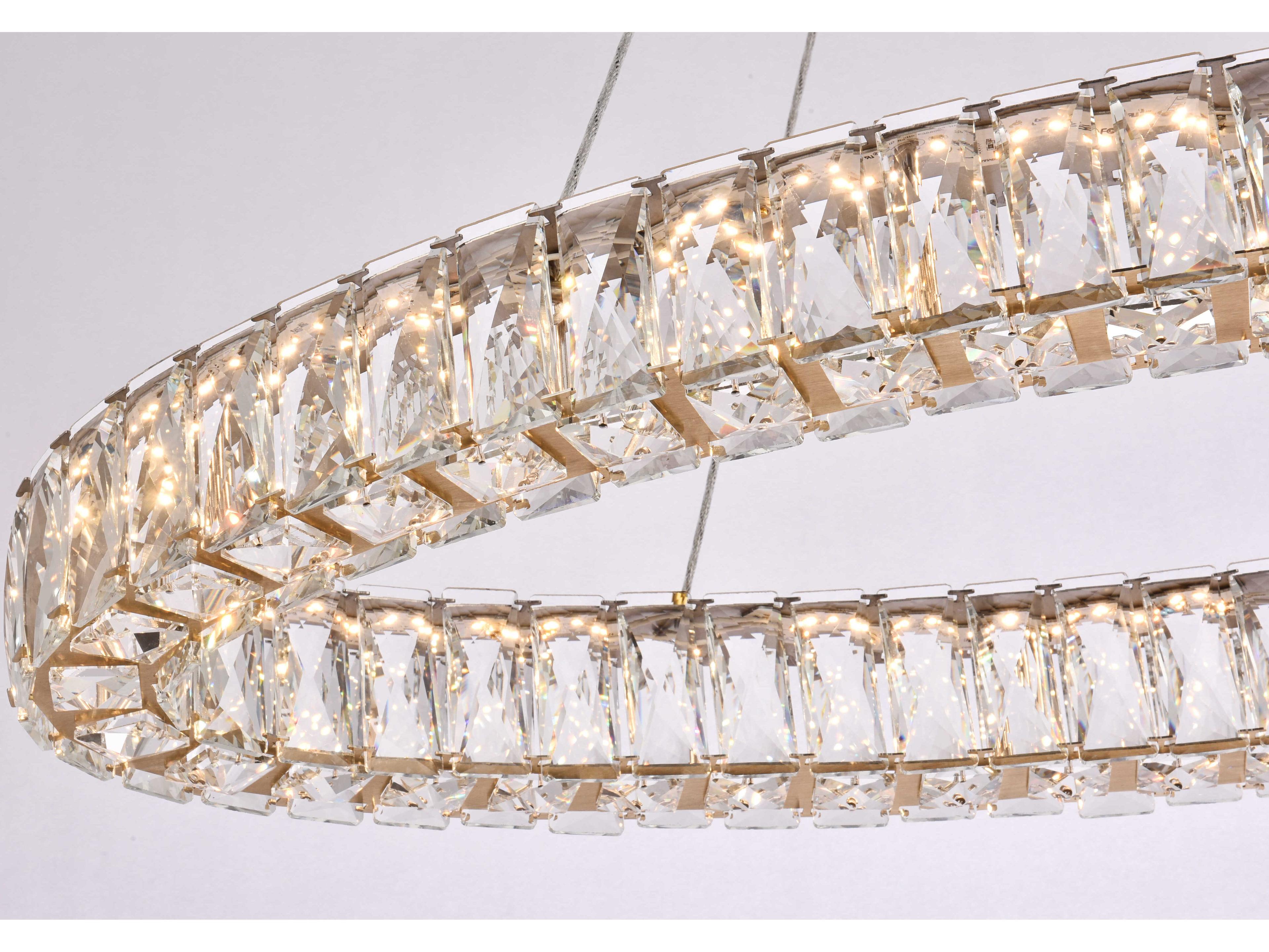 Elegant Lighting Monroe 1-Light Gold Crystal LED Drum Pendant