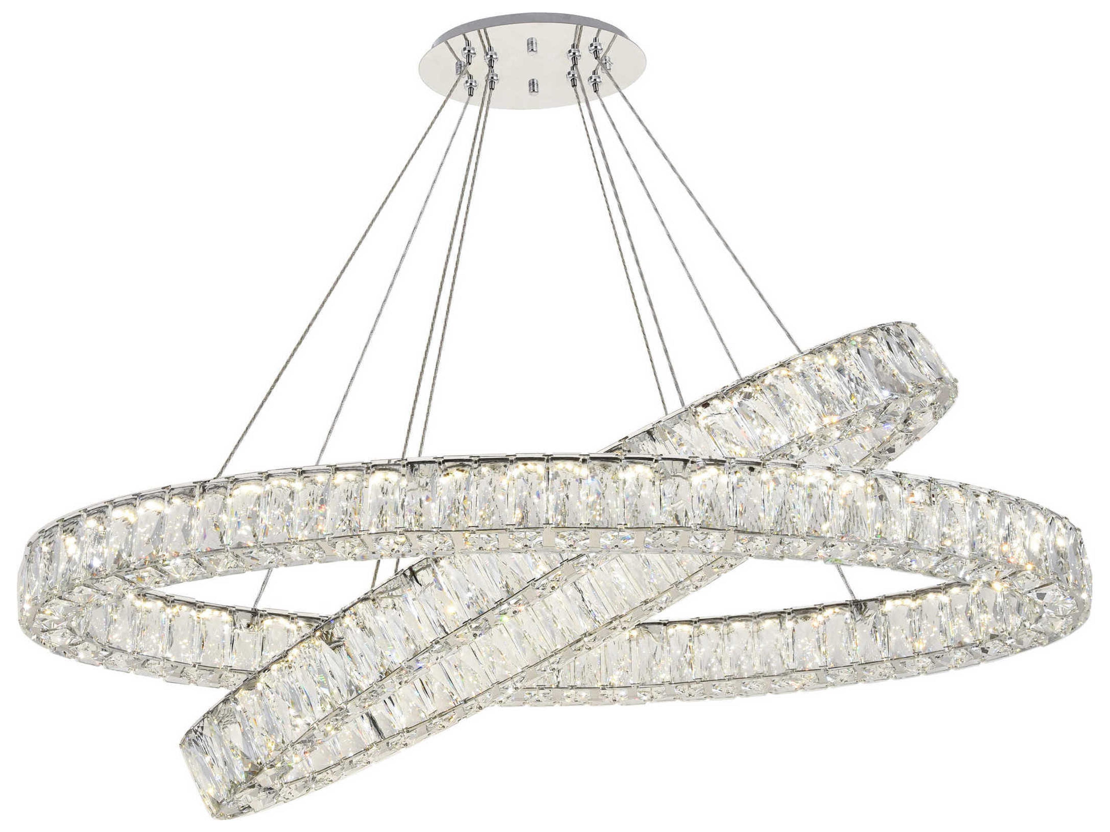 Elegant Lighting Monroe 8-Light Chrome Crystal LED Drum Tiered Pendant