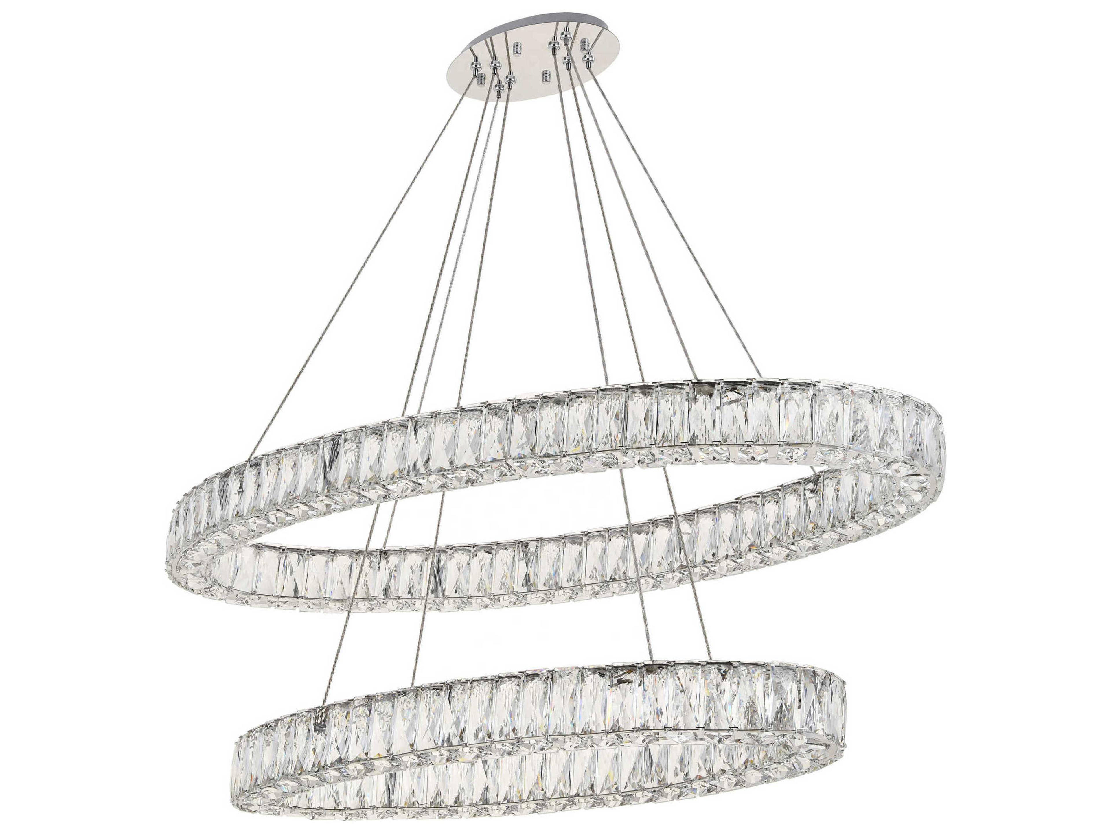 Elegant Lighting Monroe 8-Light Chrome Crystal LED Drum Tiered Pendant