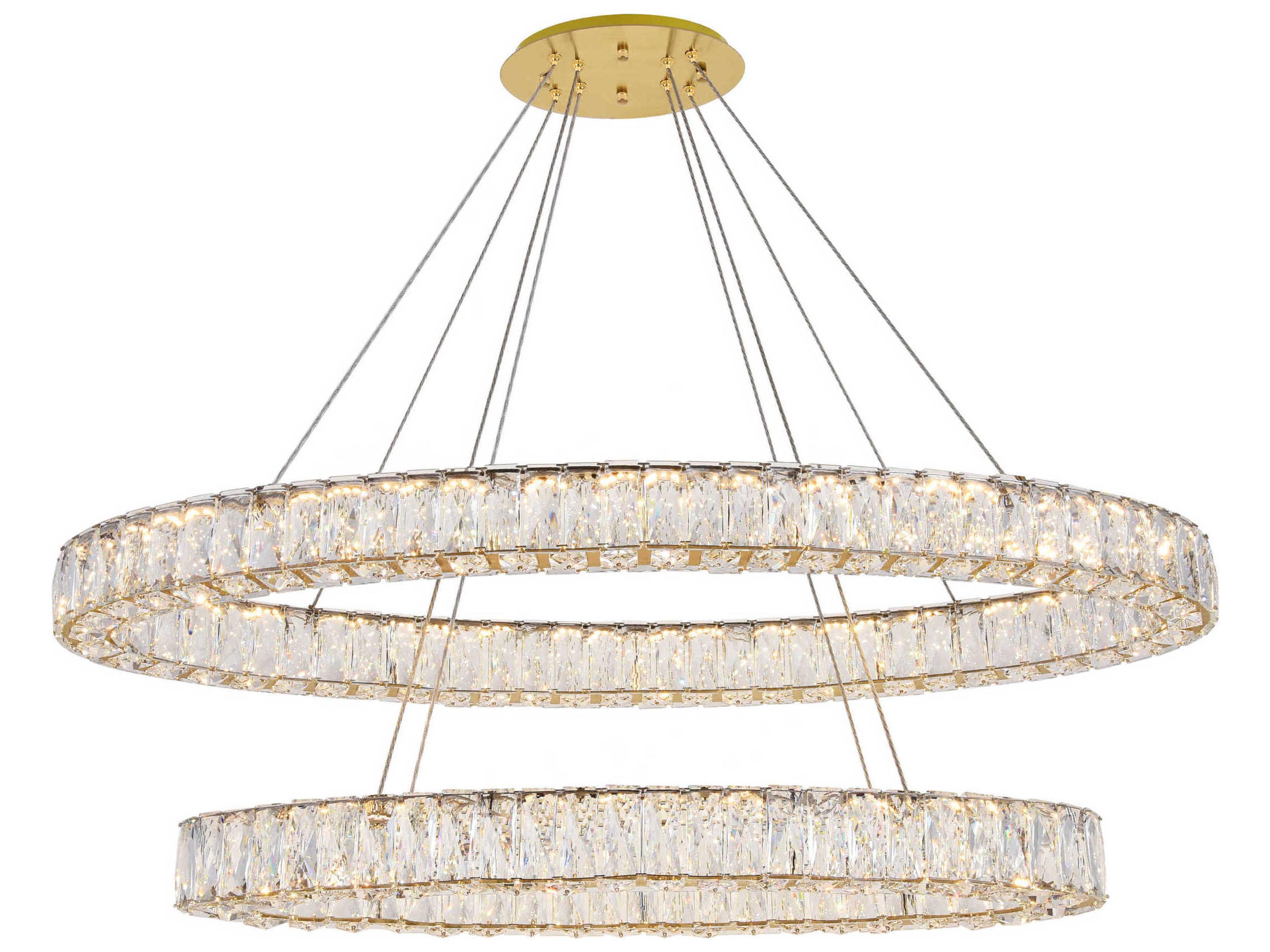 Elegant Lighting Monroe 8-Light Chrome Crystal LED Drum Tiered Pendant