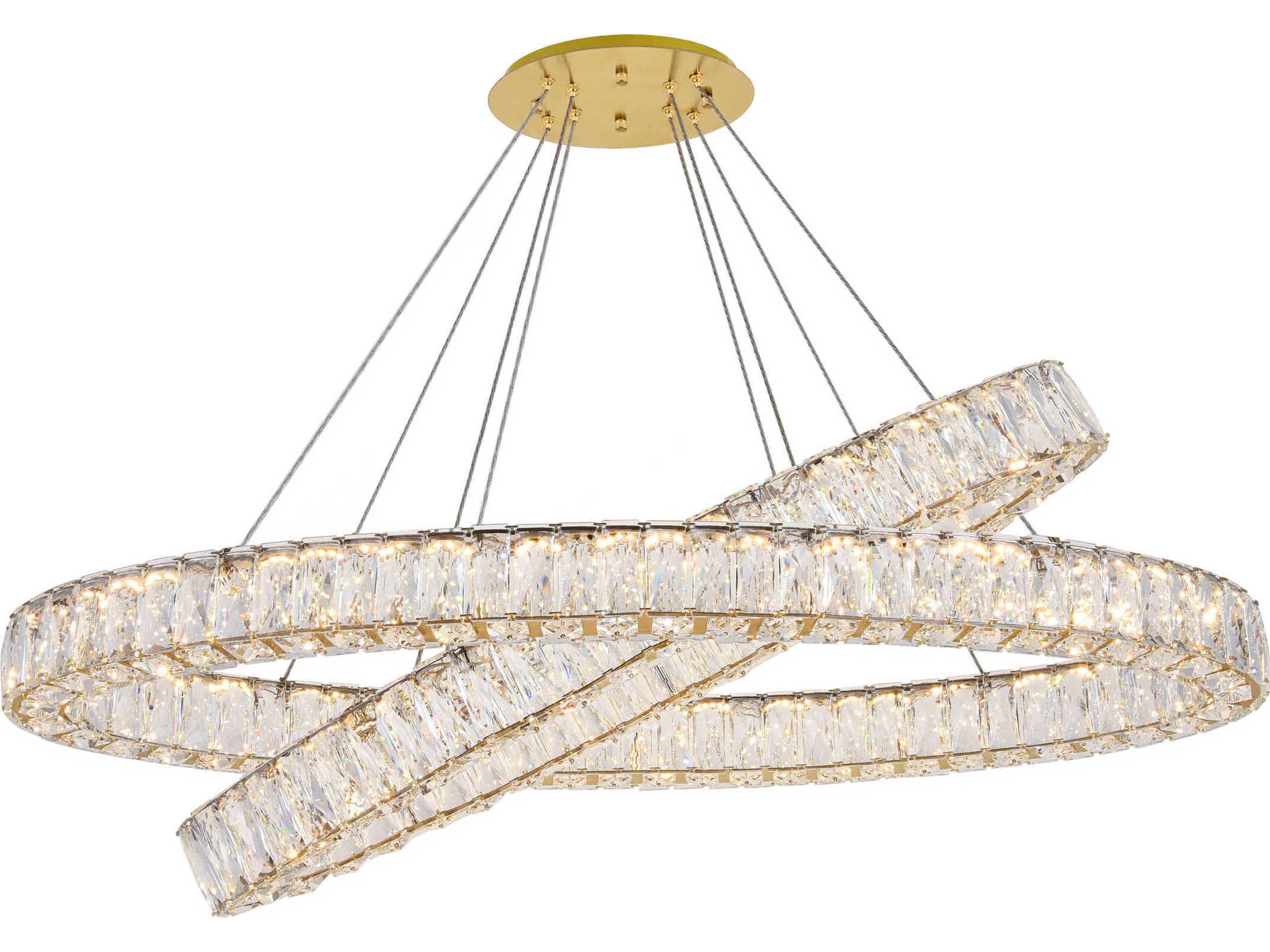 Elegant Lighting Monroe 8-Light Chrome Crystal LED Drum Tiered Pendant