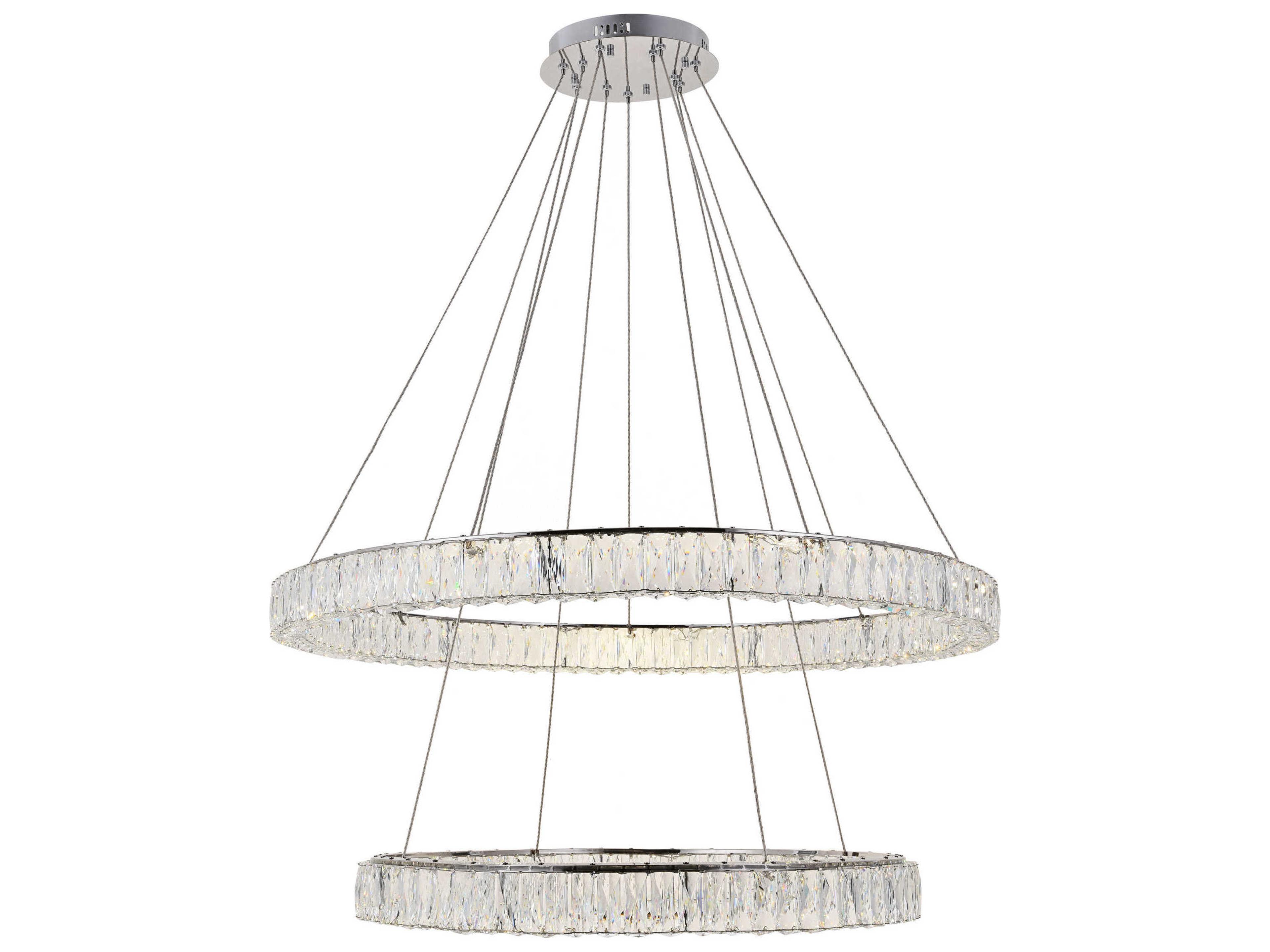 Elegant Lighting Monroe 8-Light Chrome Crystal LED Drum Pendant
