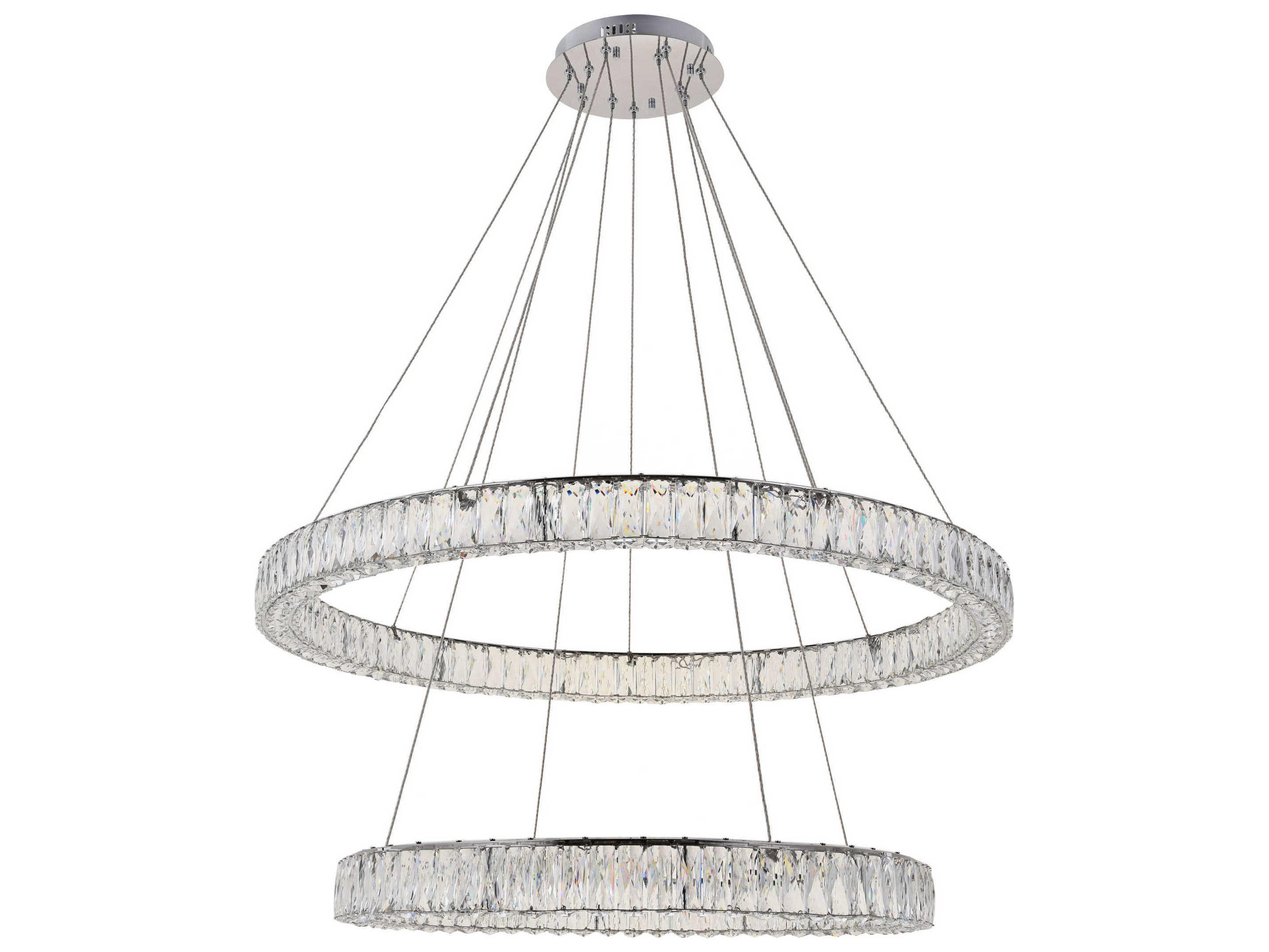 Elegant Lighting Monroe 8-Light Chrome Crystal LED Drum Pendant