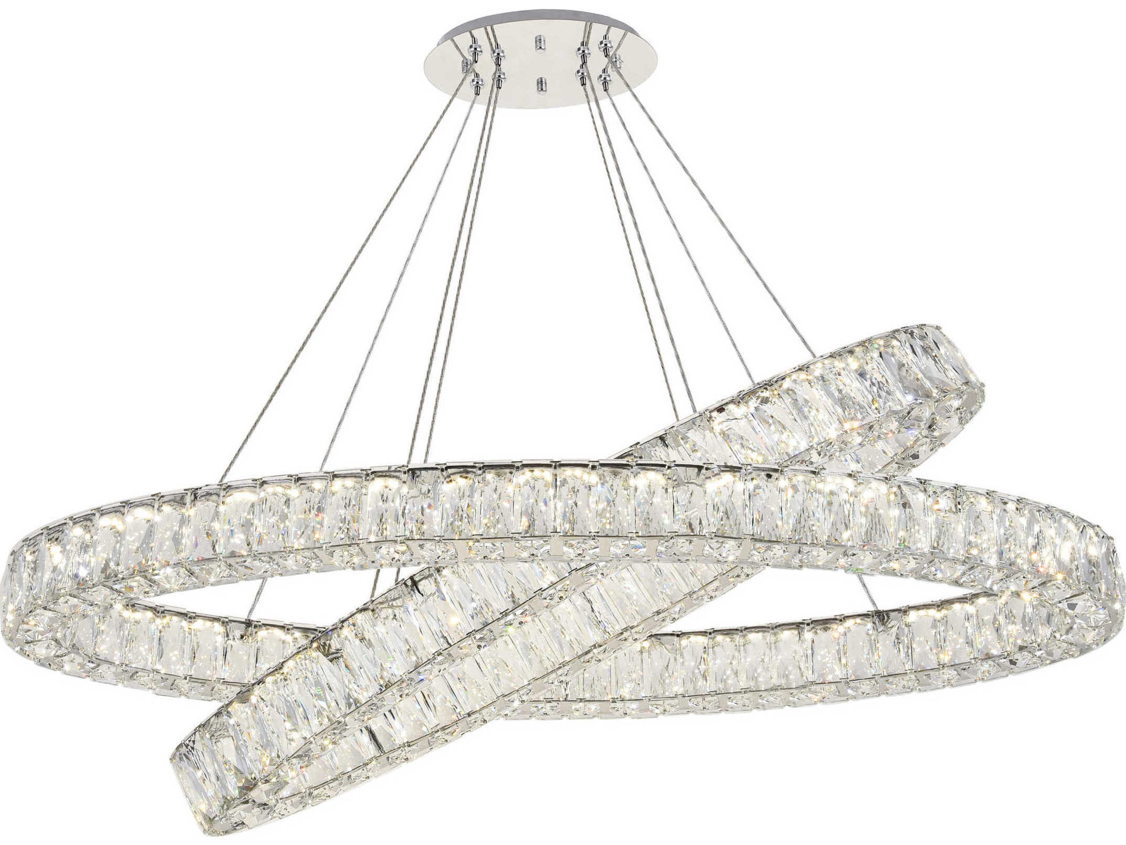 Elegant Lighting Monroe 8-Light Chrome Crystal LED Drum Pendant